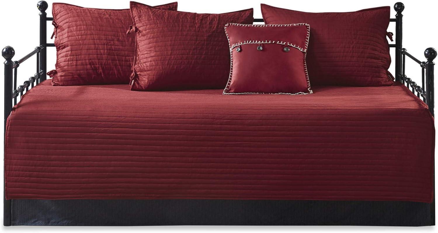 imageMadison Park Daybed Cover Double Sided Quilting Casual Design All Season Bedding Set with Bedskirt Matching Shams Decorative Pillow 75 in x 39 in Yosemite Purple TealPlaid Red