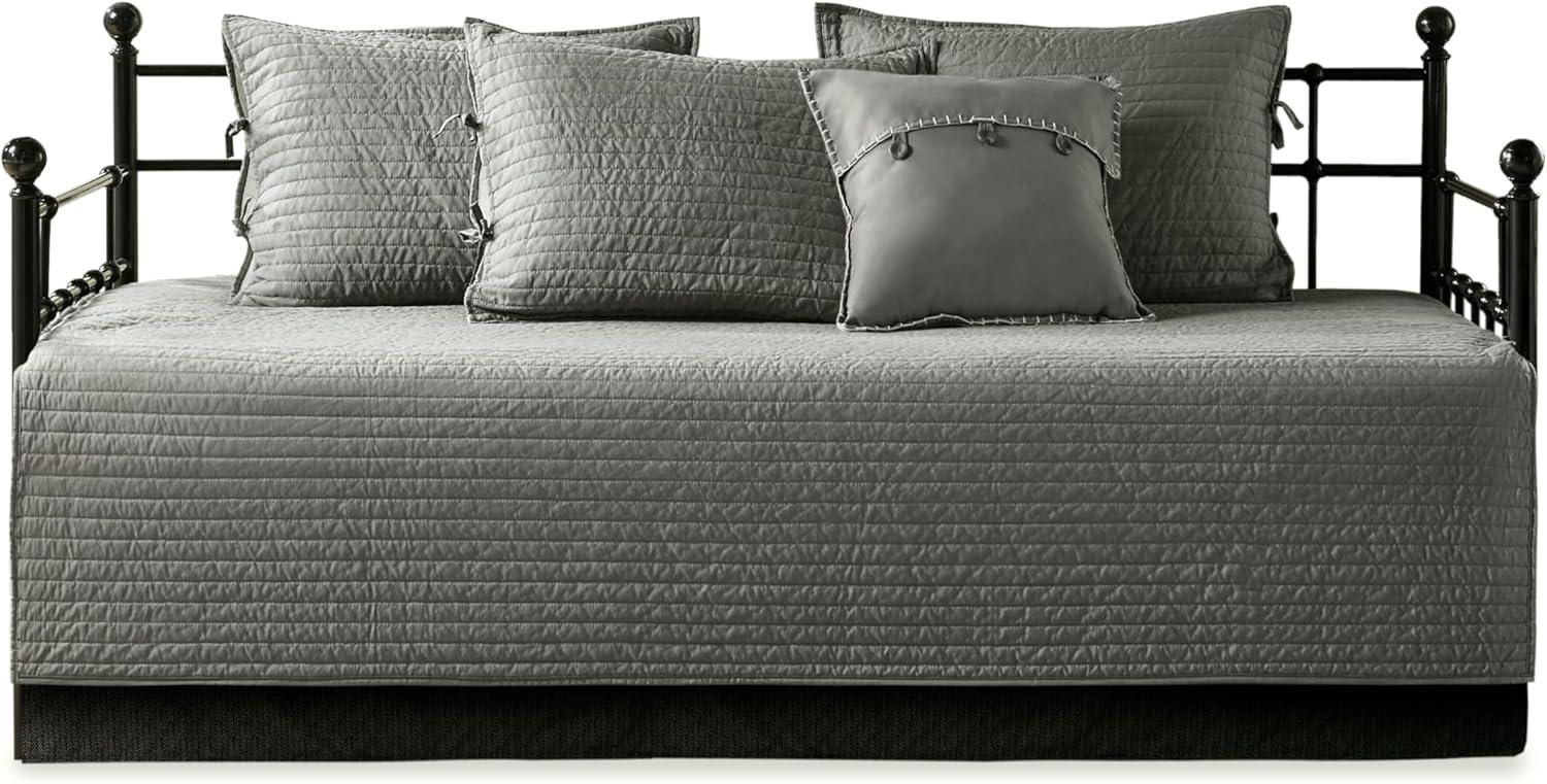 imageMadison Park Daybed Cover Double Sided Quilting Casual Design All Season Bedding Set with Bedskirt Matching Shams Decorative Pillow 75 in x 39 in Yosemite Purple TealPlaid Grey