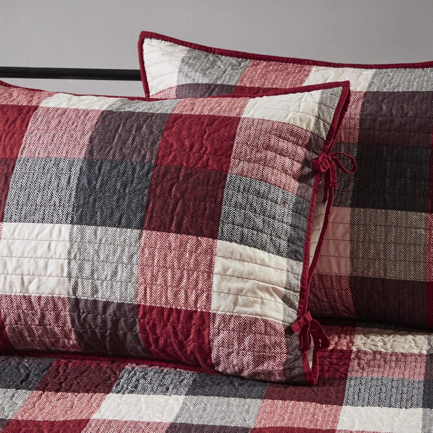 imageMadison Park Daybed Cover Double Sided Quilting Casual Design All Season Bedding Set with Bedskirt Matching Shams Decorative Pillow 75 in x 39 in Yosemite Purple TealPlaid Red