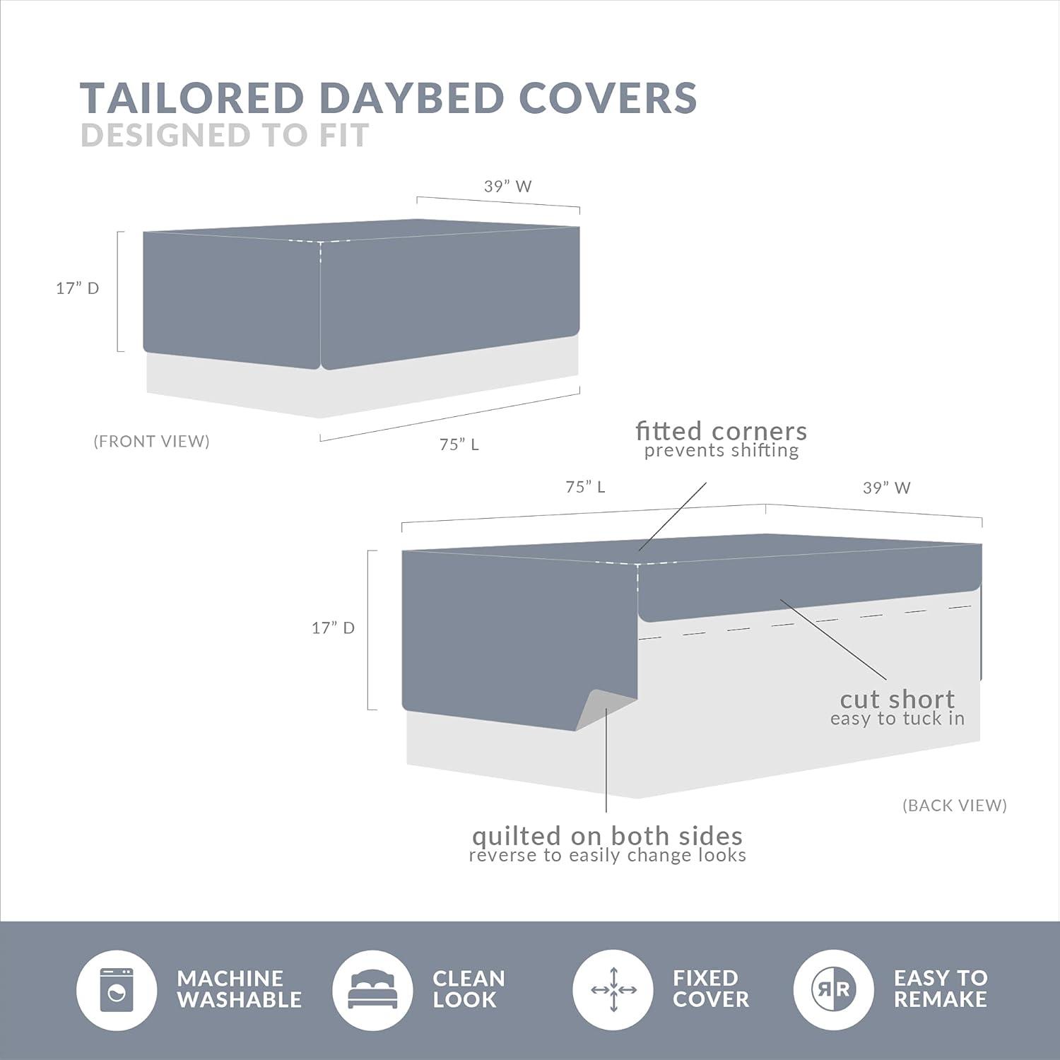 imageMadison Park Daybed Cover Set Double Sided Quilting Casual Design All Season Bedding with Bedskirt Matching Shams Decorative Pillow 75quotx39quot Diamond Aqua 6 Piece