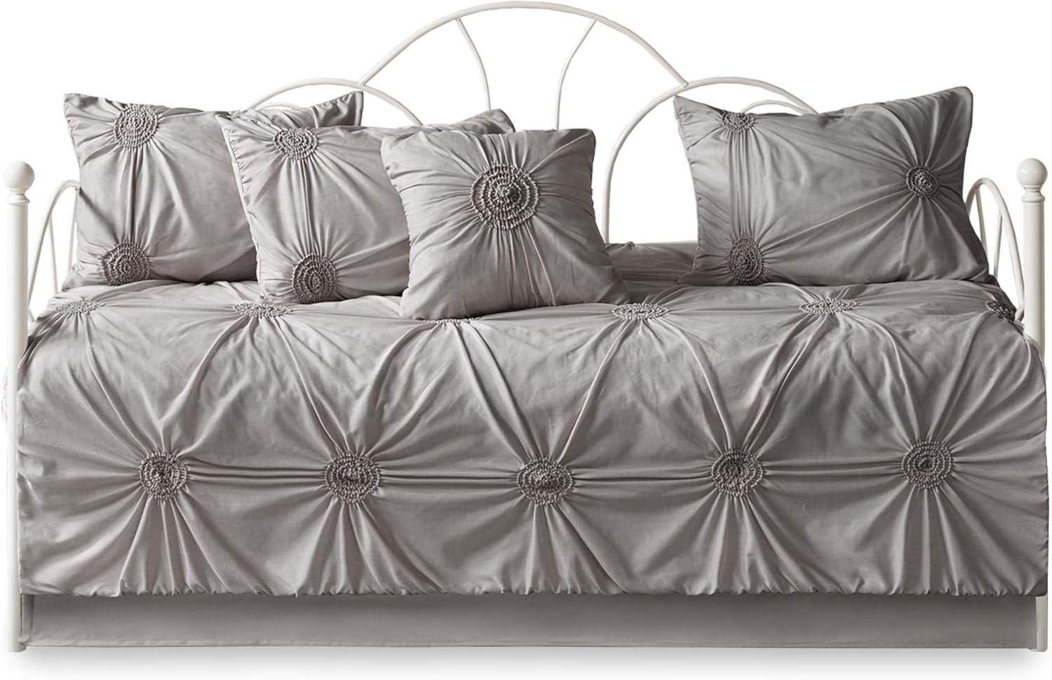 imageMadison Park Daybed Cover Set Trendy Design All Season Luxury Bedding with Bedskirt Matching Shams Decorative Pillow Floral Medallion Quilted Blue 75quotx39quot 6 PieceLeila Dark Gray