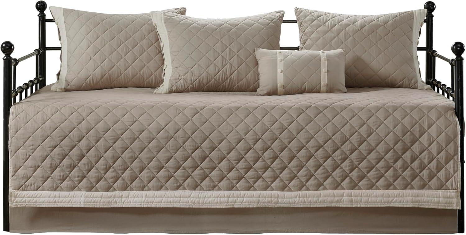 imageMadison Park Daybed Cover Set Trendy Design All Season Luxury Bedding with Bedskirt Matching Shams Decorative Pillow Floral Medallion Quilted Blue 75quotx39quot 6 PieceBreanna Khaki