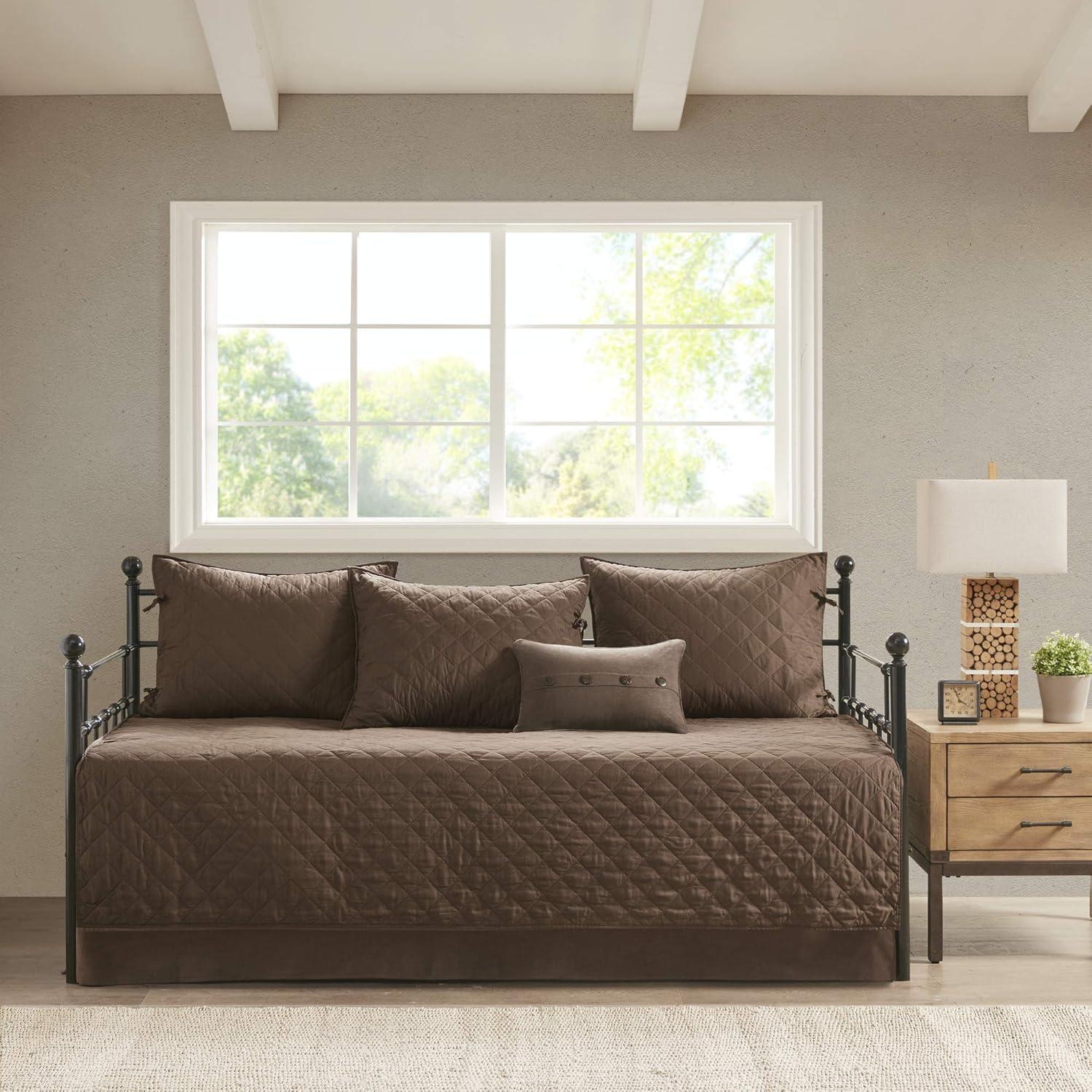 imageMadison Park Daybed Cover Set Trendy Design All Season Luxury Bedding with Bedskirt Matching Shams Decorative Pillow Floral Medallion Quilted Blue 75quotx39quot 6 PieceBoone Brown