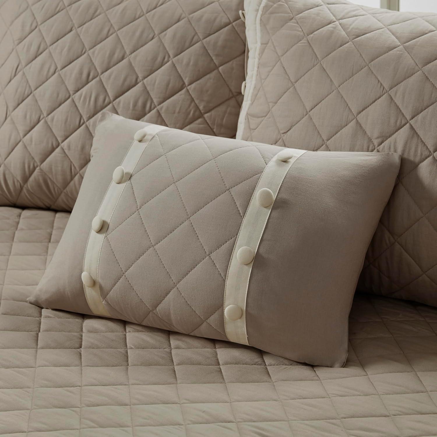 imageMadison Park Daybed Cover Set Trendy Design All Season Luxury Bedding with Bedskirt Matching Shams Decorative Pillow Floral Medallion Quilted Blue 75quotx39quot 6 PieceBreanna Khaki