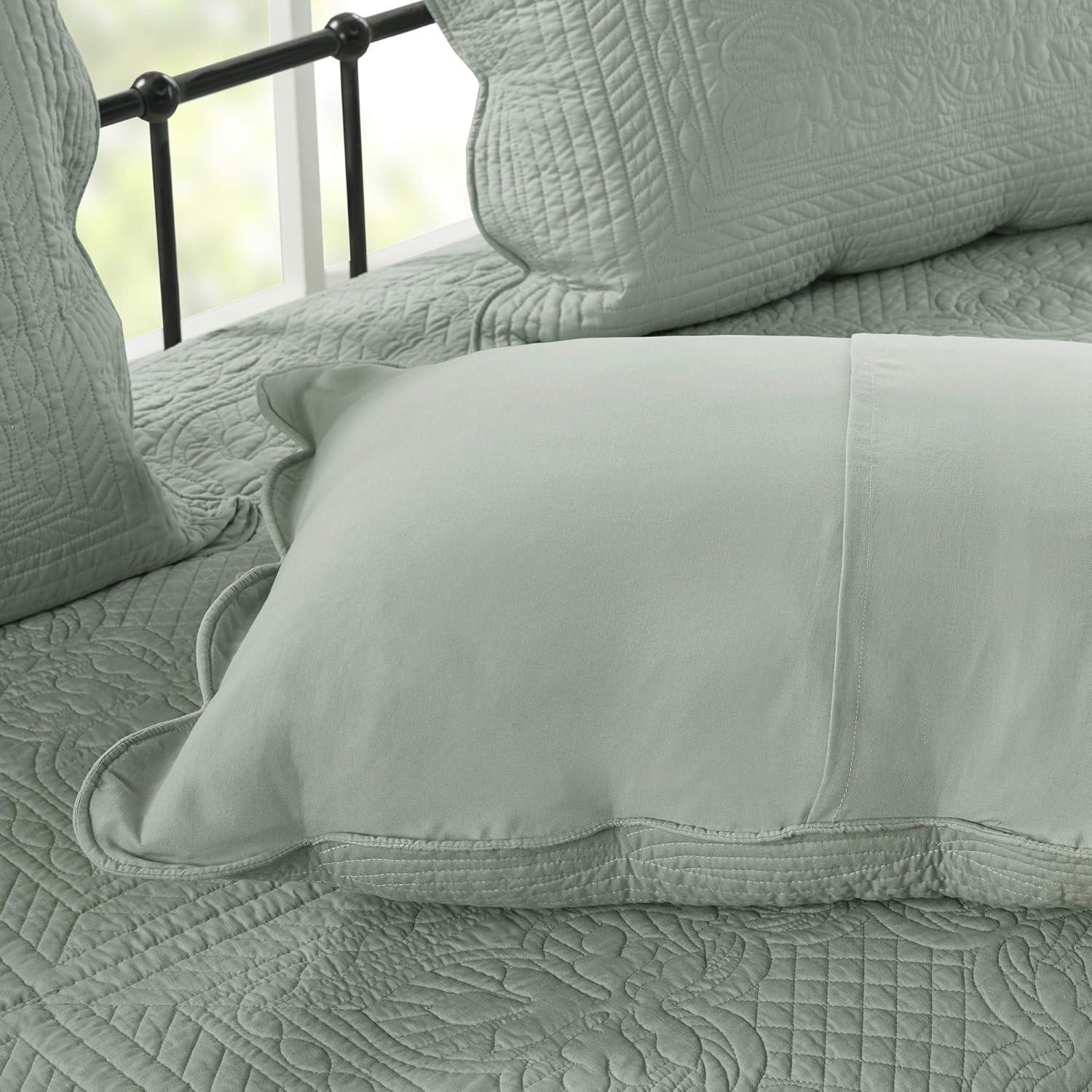 imageMadison Park Daybed Cover Set Damask Quilted Cover for Daybeds All Season Prewashed CottonFilled Coastal Bedding with Scallop Edge Shams Bedskirt Dcor Pillows Tuscany Cream 39quotx75quot 6 PieceSeafoam