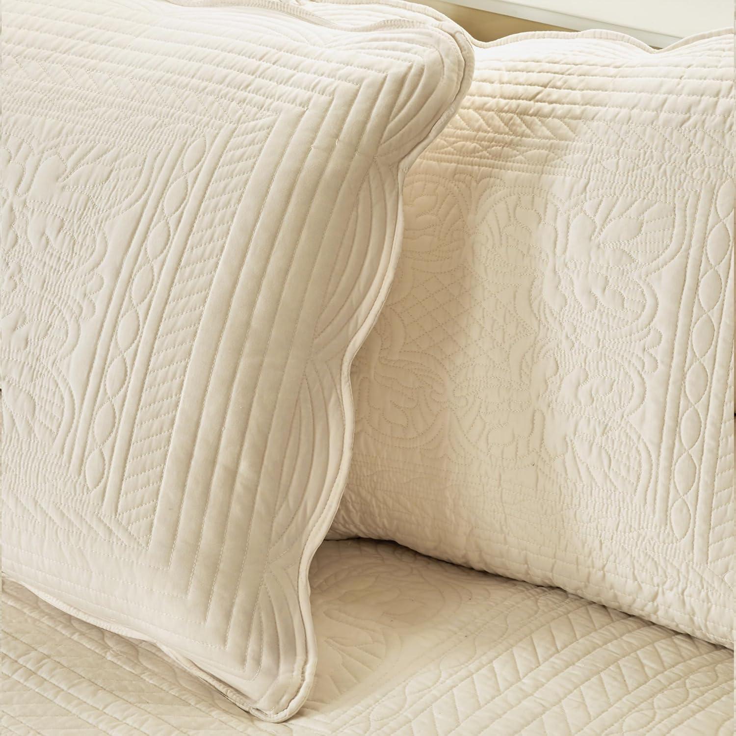 imageMadison Park Daybed Cover Set Damask Quilted Cover for Daybeds All Season Prewashed CottonFilled Coastal Bedding with Scallop Edge Shams Bedskirt Dcor Pillows Tuscany Cream 39quotx75quot 6 PieceCream