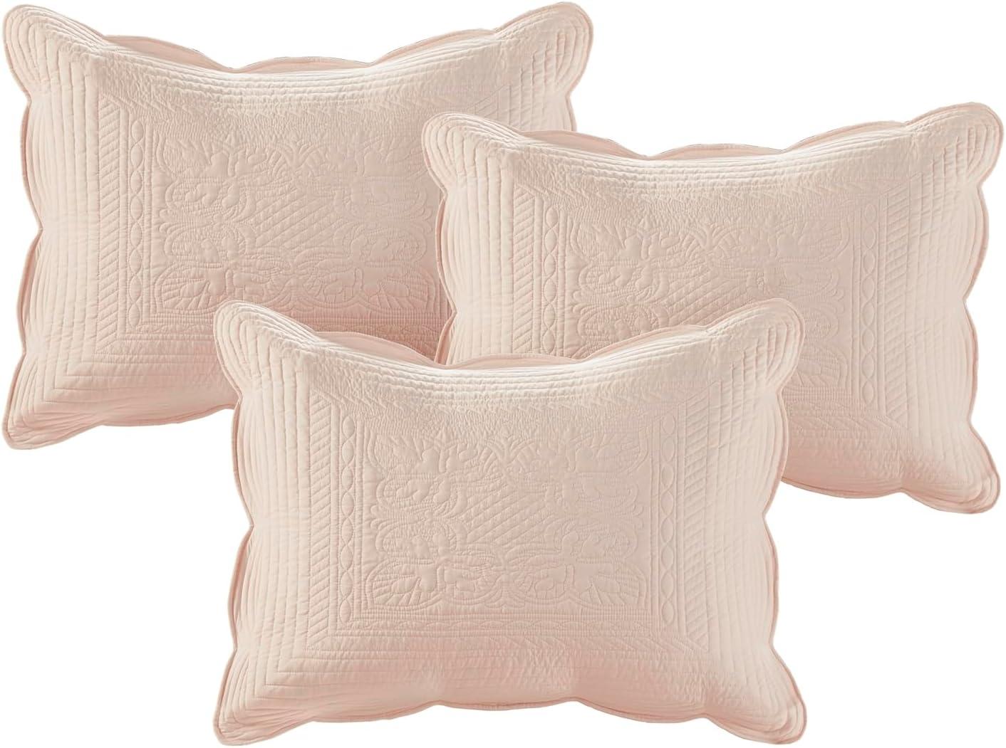 imageMadison Park Daybed Cover Set Damask Quilted Cover for Daybeds All Season Prewashed CottonFilled Coastal Bedding with Scallop Edge Shams Bedskirt Dcor Pillows Tuscany Cream 39quotx75quot 6 PieceBlush