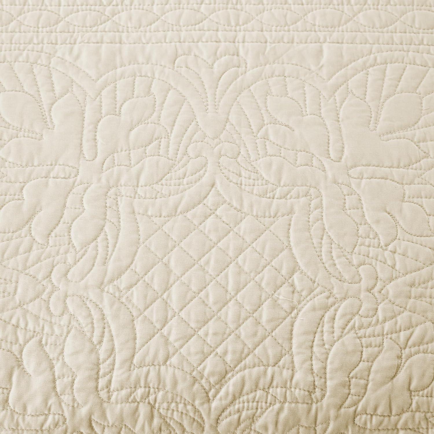 imageMadison Park Daybed Cover Set Damask Quilted Cover for Daybeds All Season Prewashed CottonFilled Coastal Bedding with Scallop Edge Shams Bedskirt Dcor Pillows Tuscany Cream 39quotx75quot 6 PieceCream