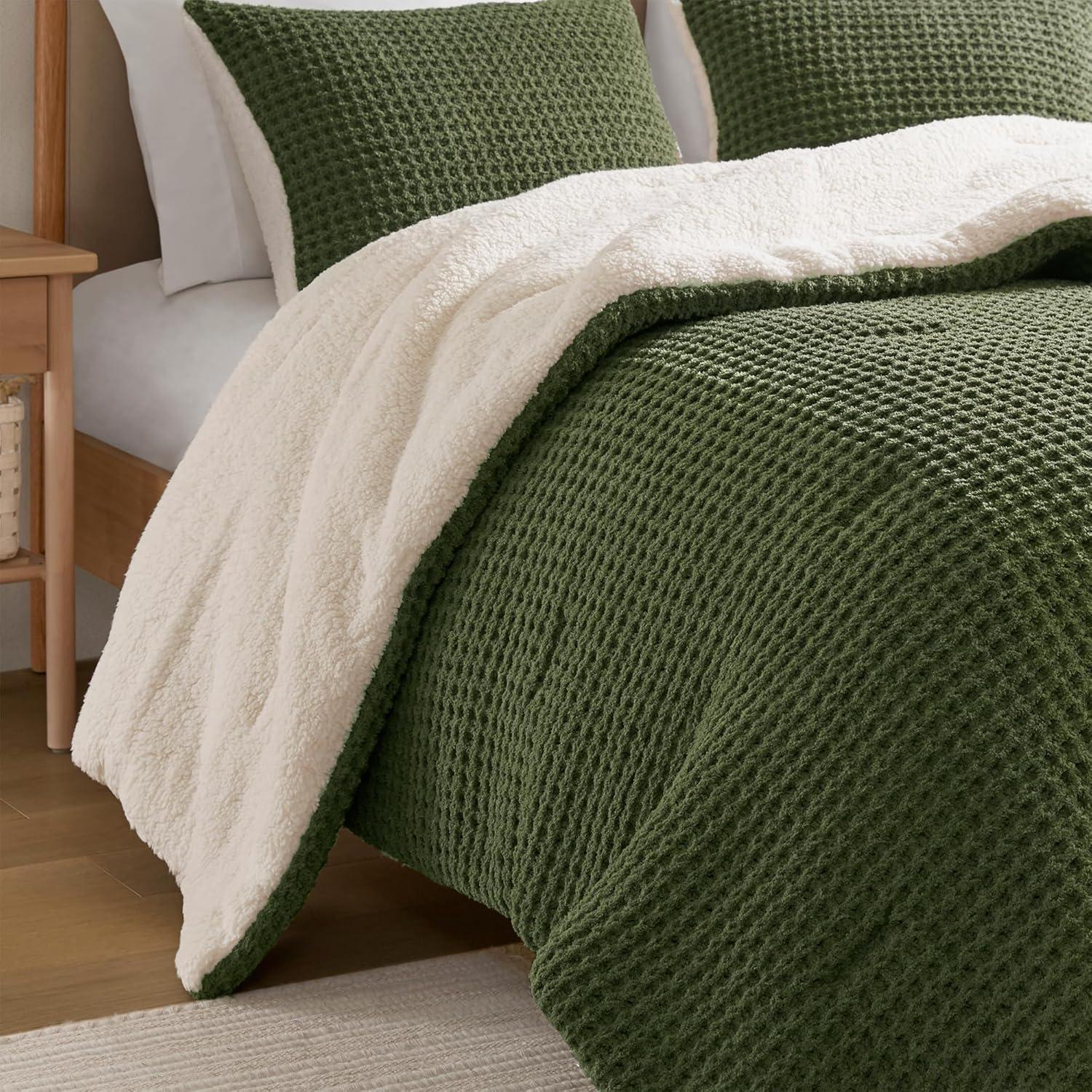 imageMadison Park Ellis Cable Knit Comforter Set Soft Fluffy Chenille with Sherpa Reverse Cozy SweaterInspired Texture OekoTex CertifiedKing IvoryOlive