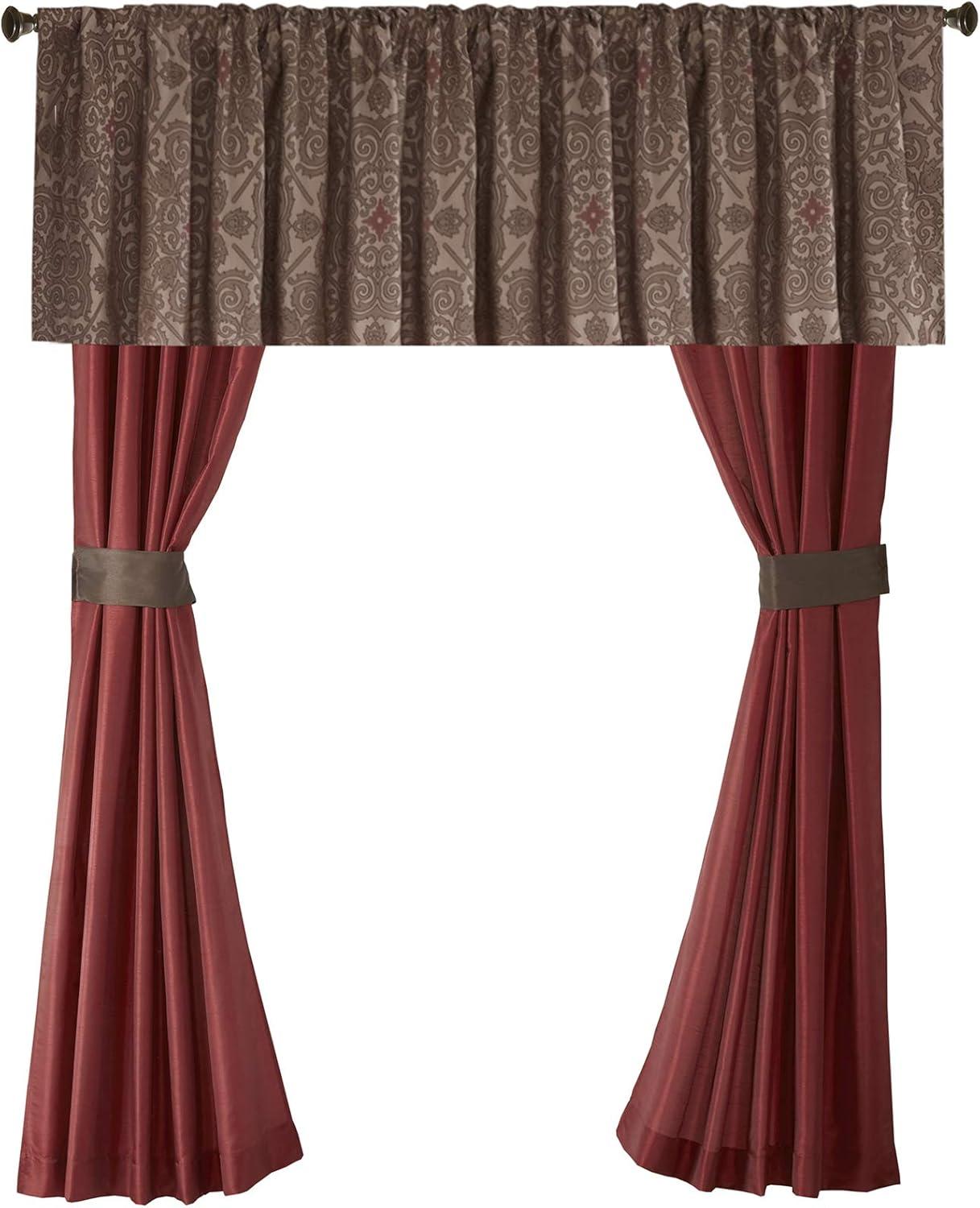 imageMadison Park Essentials Delaney 24Piece Room In A Bag Comforter SetSatin Jacquard All Season Luxury Bedding Sheets decorative pillows and Curtains Valance King104quotx92quot Medallion RedRed