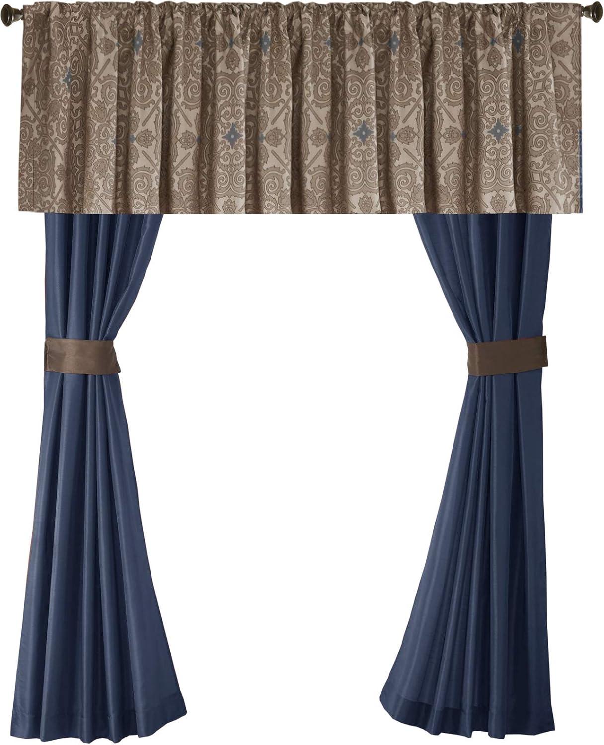 imageMadison Park Essentials Delaney 24Piece Room In A Bag Comforter SetSatin Jacquard All Season Luxury Bedding Sheets decorative pillows and Curtains Valance King104quotx92quot Medallion RedNavy