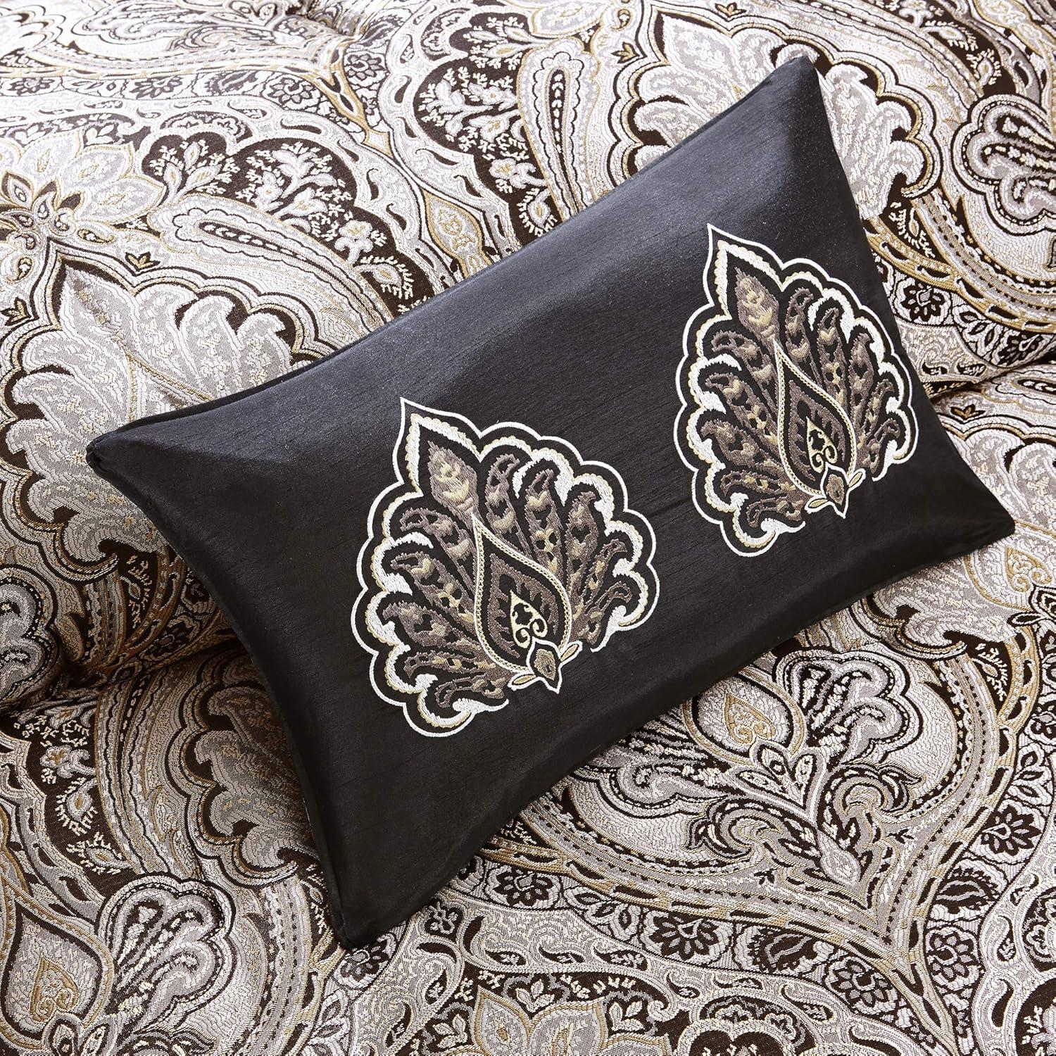 imageMadison Park Essentials Delaney 24Piece Room In A Bag Comforter SetSatin Jacquard All Season Luxury Bedding Sheets decorative pillows and Curtains Valance King104quotx92quot Medallion RedBlack