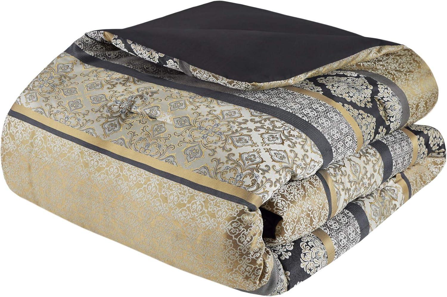 imageMadison Park Essentials Delaney 24Piece Room In A Bag Comforter SetSatin Jacquard All Season Luxury Bedding Sheets decorative pillows and Curtains Valance King104quotx92quot Medallion RedBlackGold