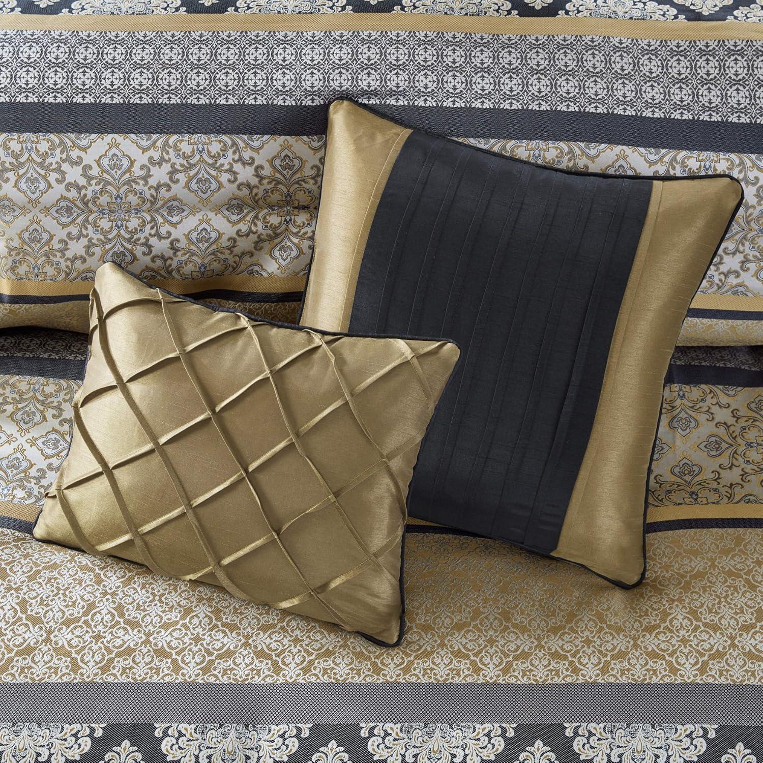 imageMadison Park Essentials Delaney 24Piece Room In A Bag Comforter SetSatin Jacquard All Season Luxury Bedding Sheets decorative pillows and Curtains Valance King104quotx92quot Medallion RedBlackGold