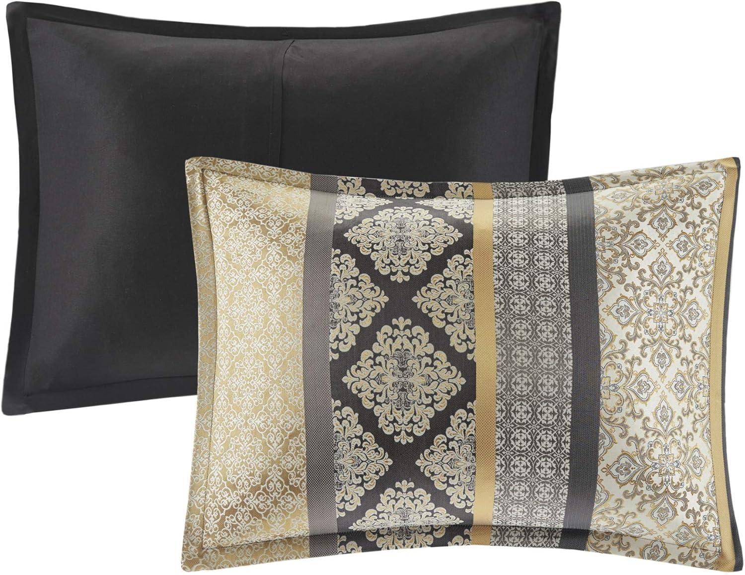 imageMadison Park Essentials Delaney 24Piece Room In A Bag Comforter SetSatin Jacquard All Season Luxury Bedding Sheets decorative pillows and Curtains Valance King104quotx92quot Medallion RedBlackGold