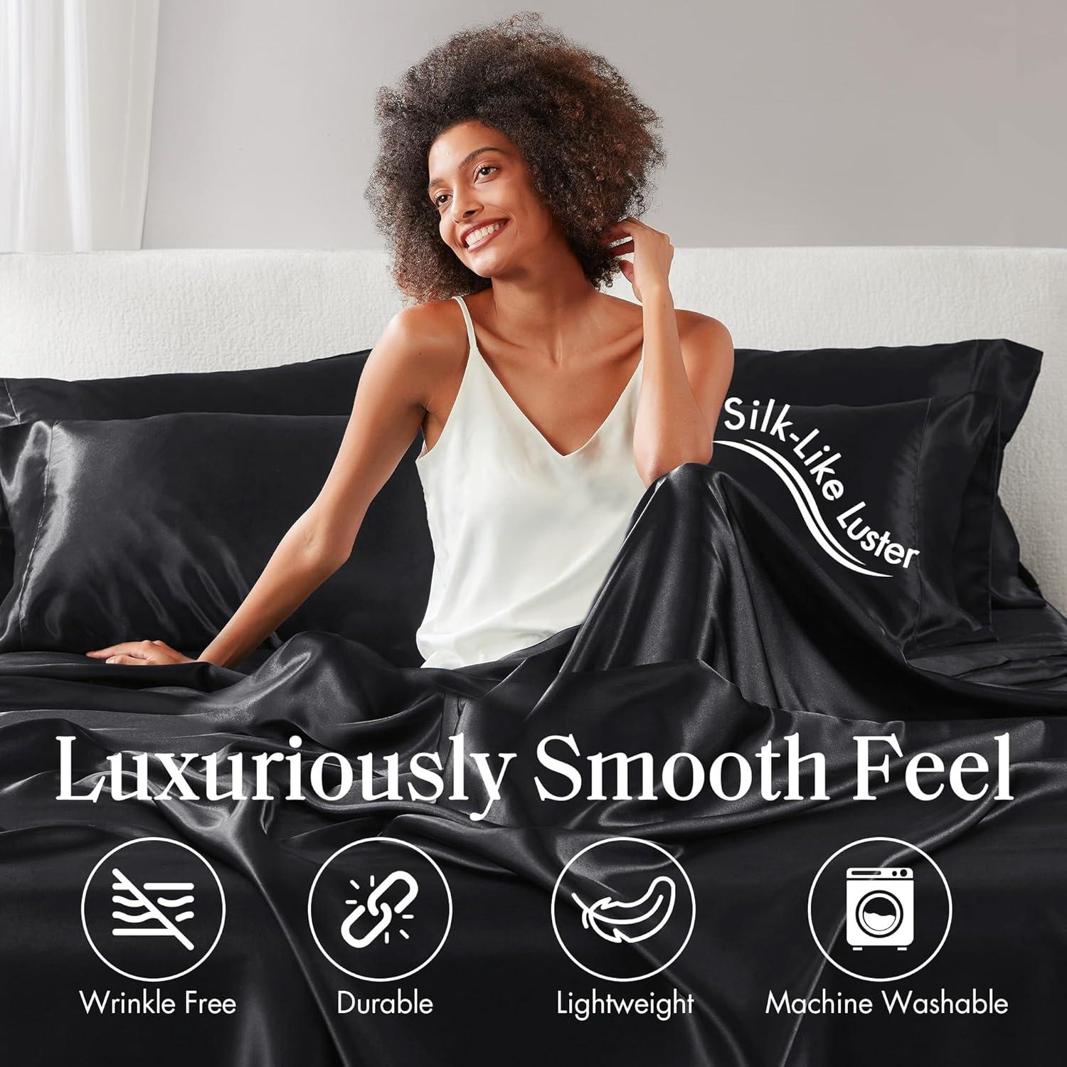 imageMadison Park Essentials Queen Free Luxurious 6 Piece Sheet Set MPE20769Black