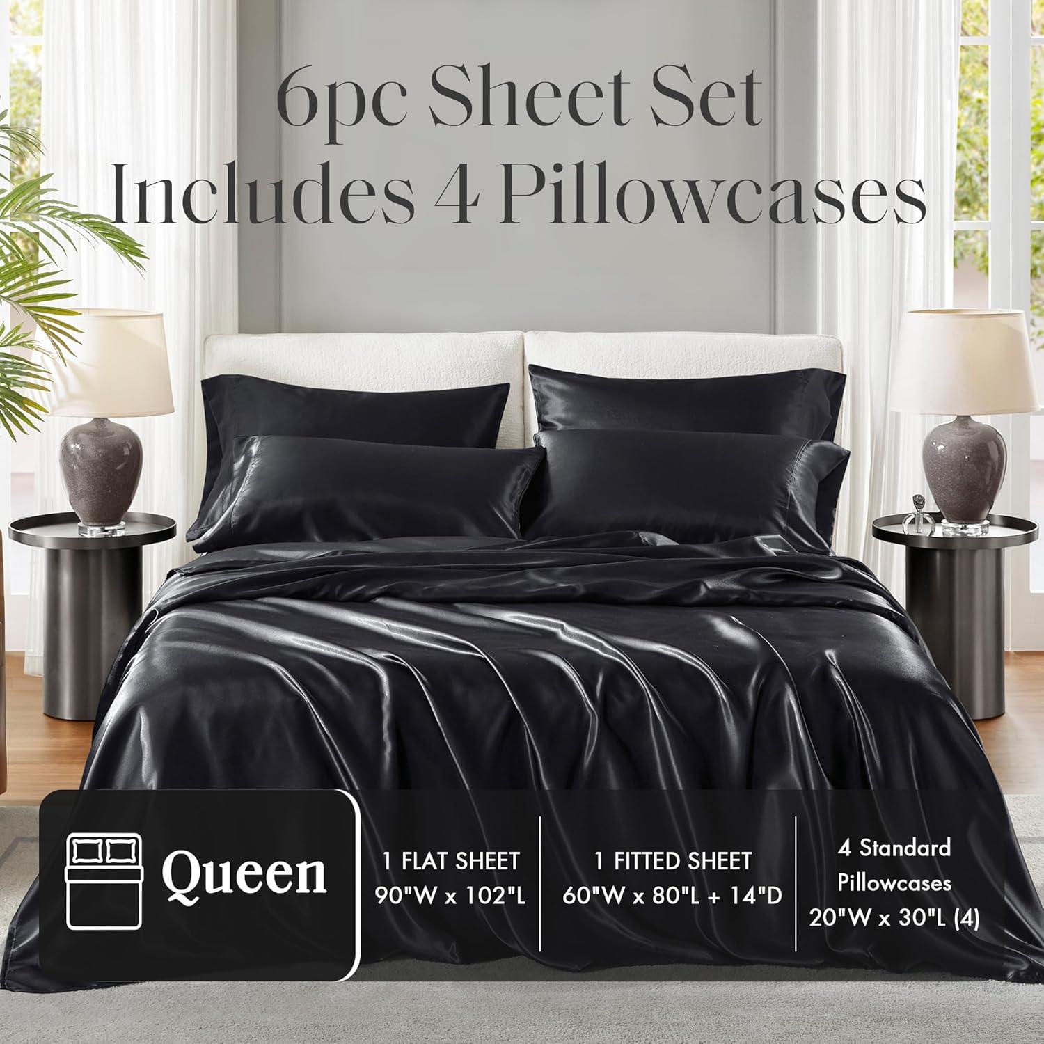 imageMadison Park Essentials Queen Free Luxurious 6 Piece Sheet Set MPE20769Black