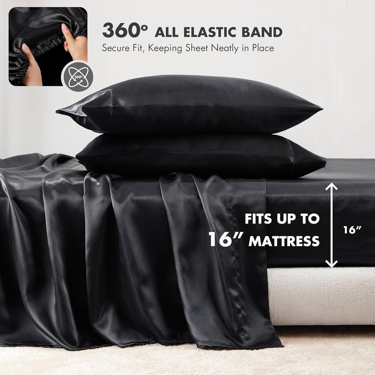 imageMadison Park Essentials Queen Free Luxurious 6 Piece Sheet Set MPE20769Black