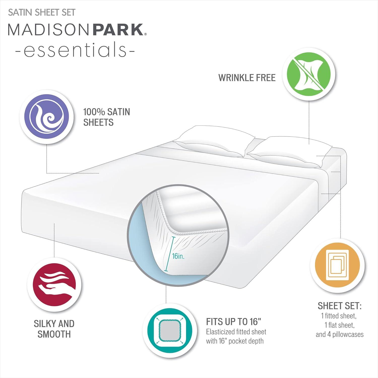 imageMadison Park Essentials Queen Free Luxurious 6 Piece Sheet Set MPE20769Black