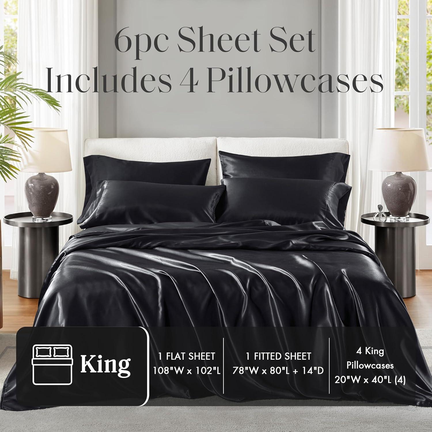 imageMadison Park Essentials Queen Free Luxurious 6 Piece Sheet Set MPE20769Black