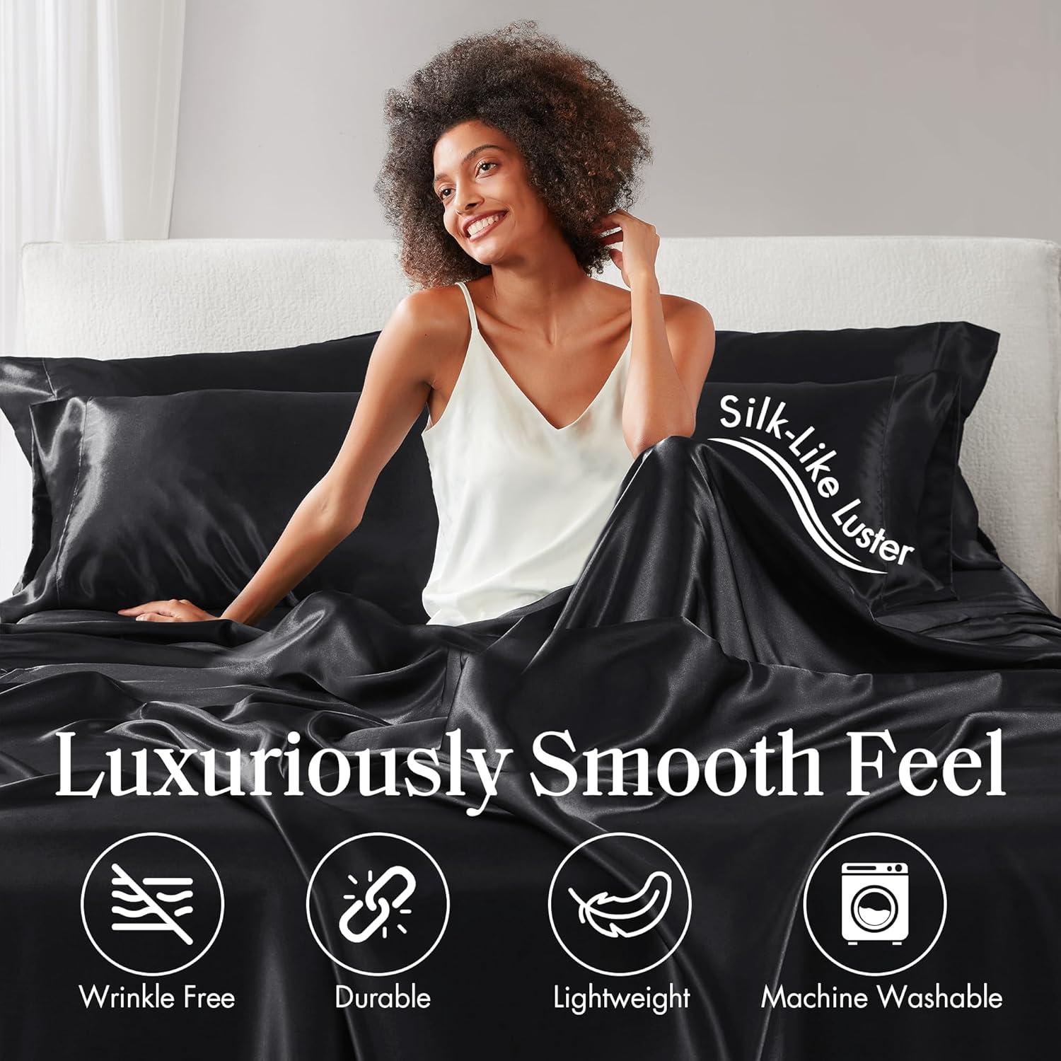 imageMadison Park Essentials Queen Free Luxurious 6 Piece Sheet Set MPE20769Black