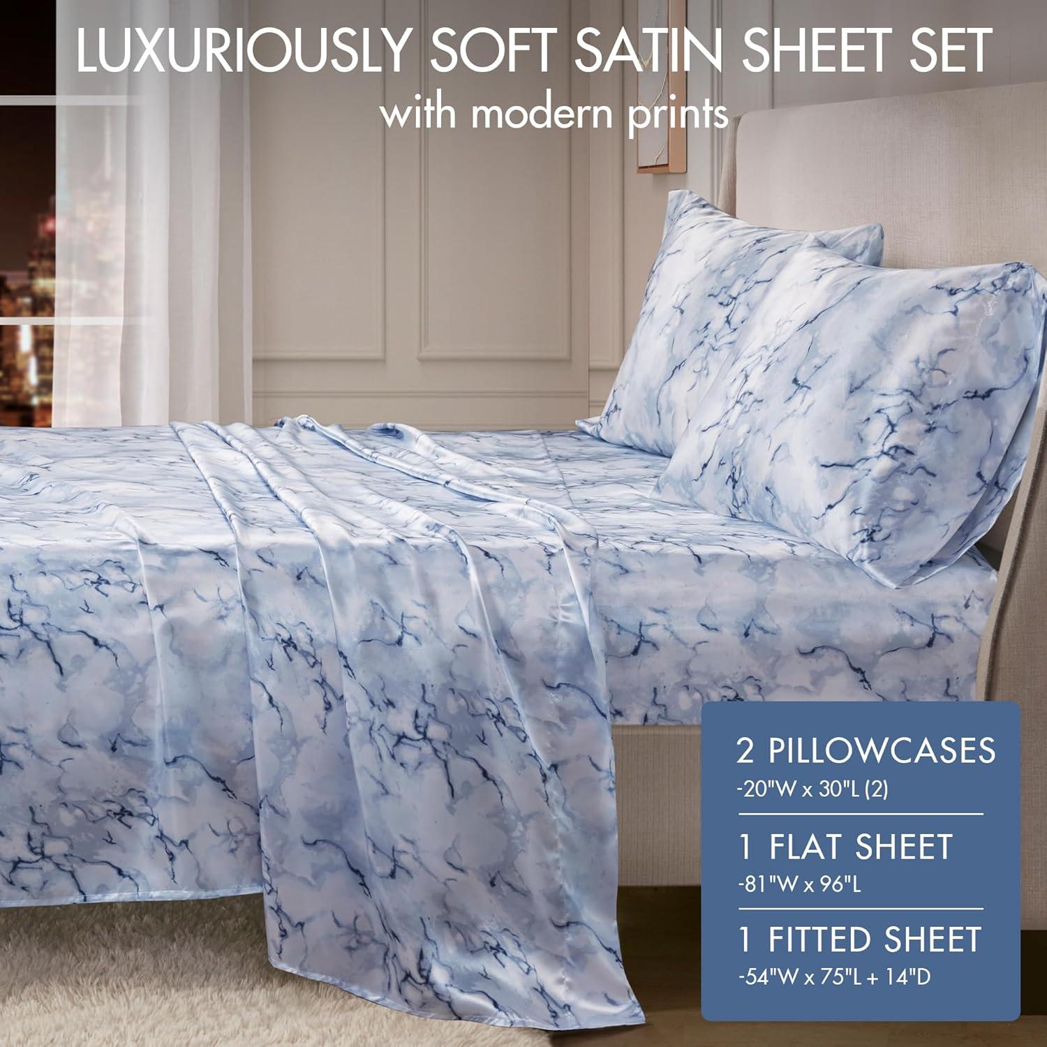 imageMadison Park Essentials Queen Free Luxurious 6 Piece Sheet Set MPE20769Blue Marble