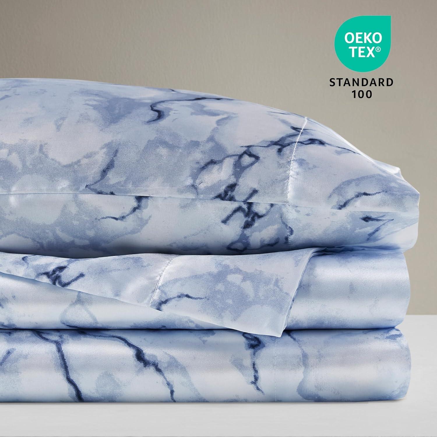imageMadison Park Essentials Queen Free Luxurious 6 Piece Sheet Set MPE20769Blue Marble