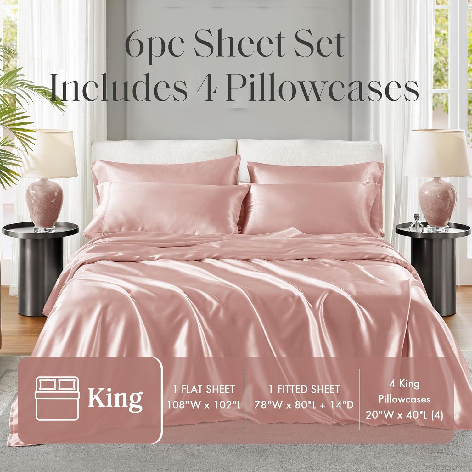 imageMadison Park Essentials Queen Free Luxurious 6 Piece Sheet Set MPE20769Blush