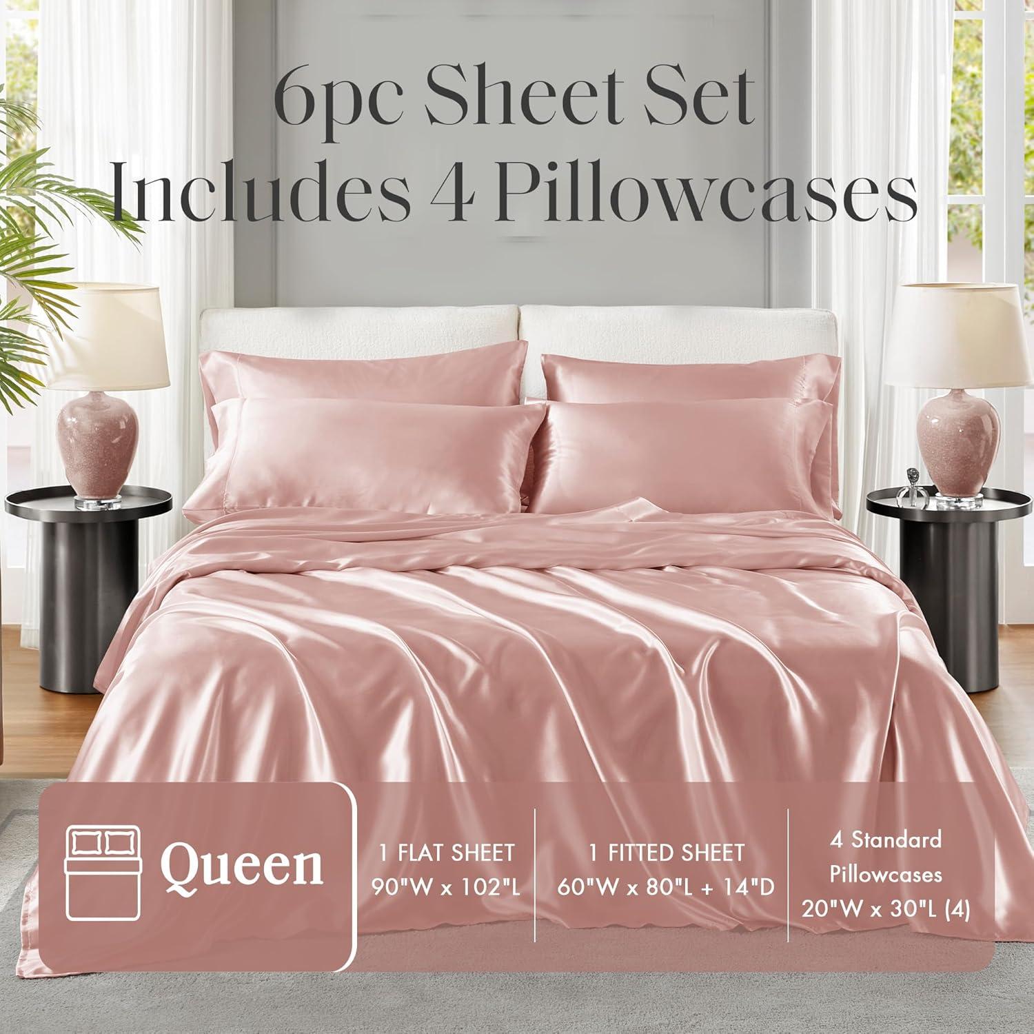 imageMadison Park Essentials Queen Free Luxurious 6 Piece Sheet Set MPE20769Blush