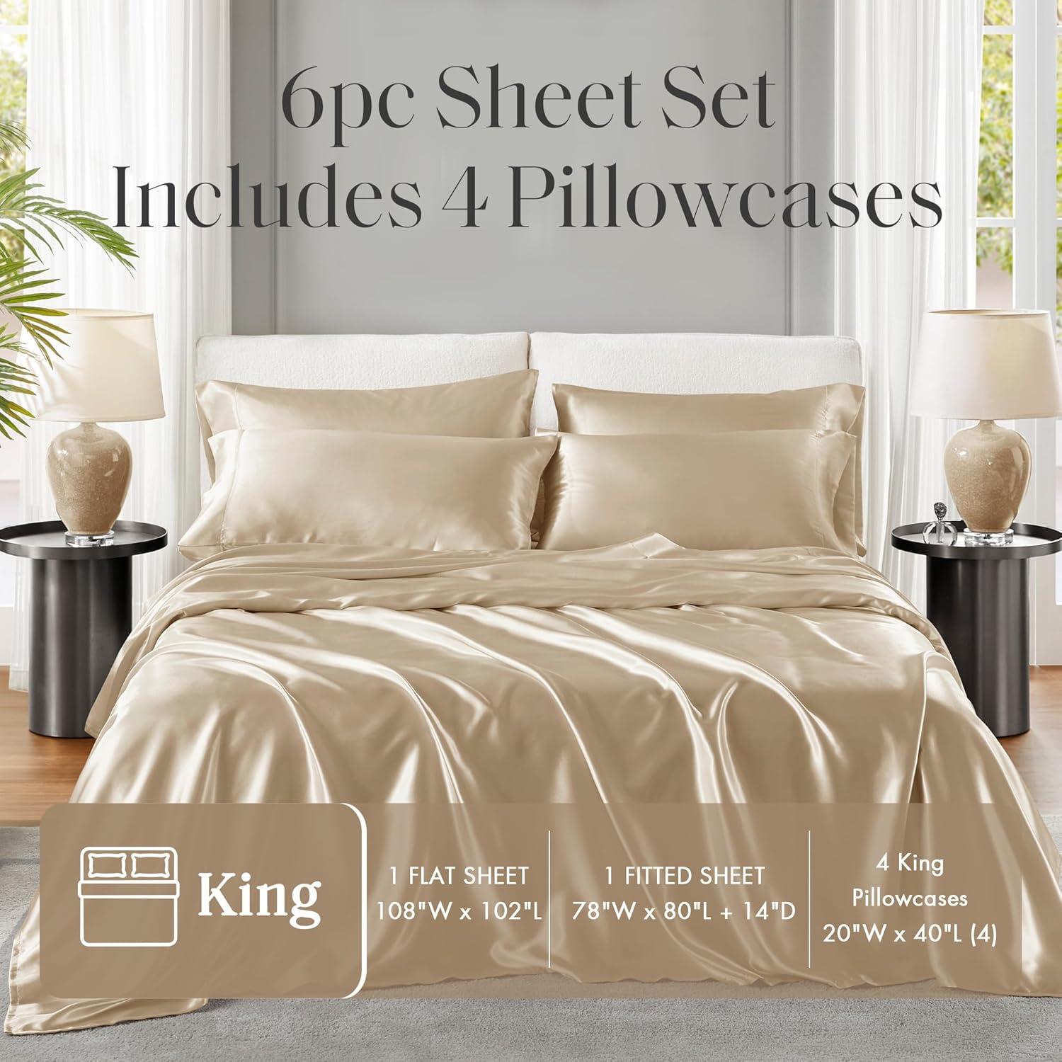 imageMadison Park Essentials Queen Free Luxurious 6 Piece Sheet Set MPE20769Champagne