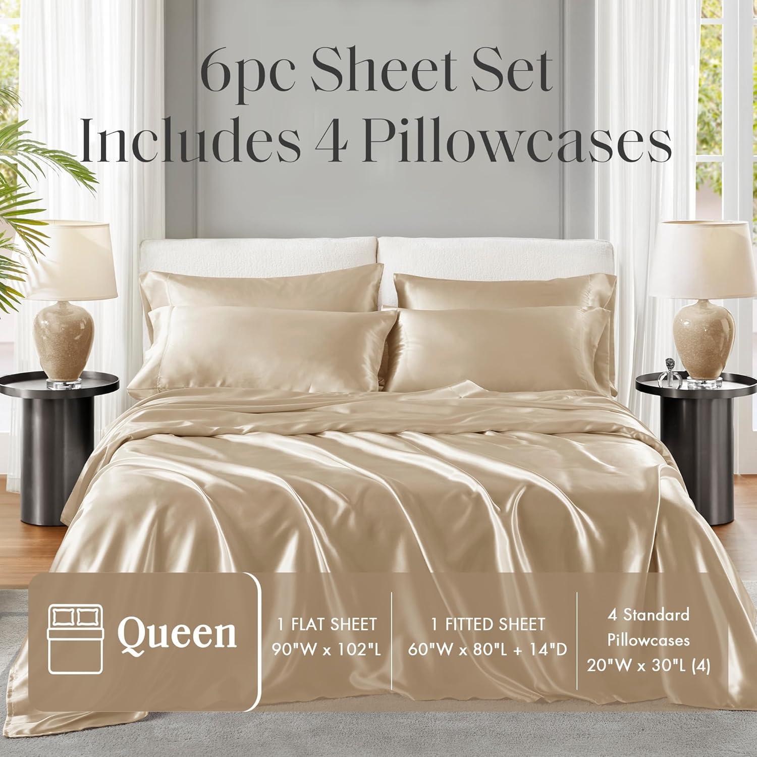 imageMadison Park Essentials Queen Free Luxurious 6 Piece Sheet Set MPE20769Champagne