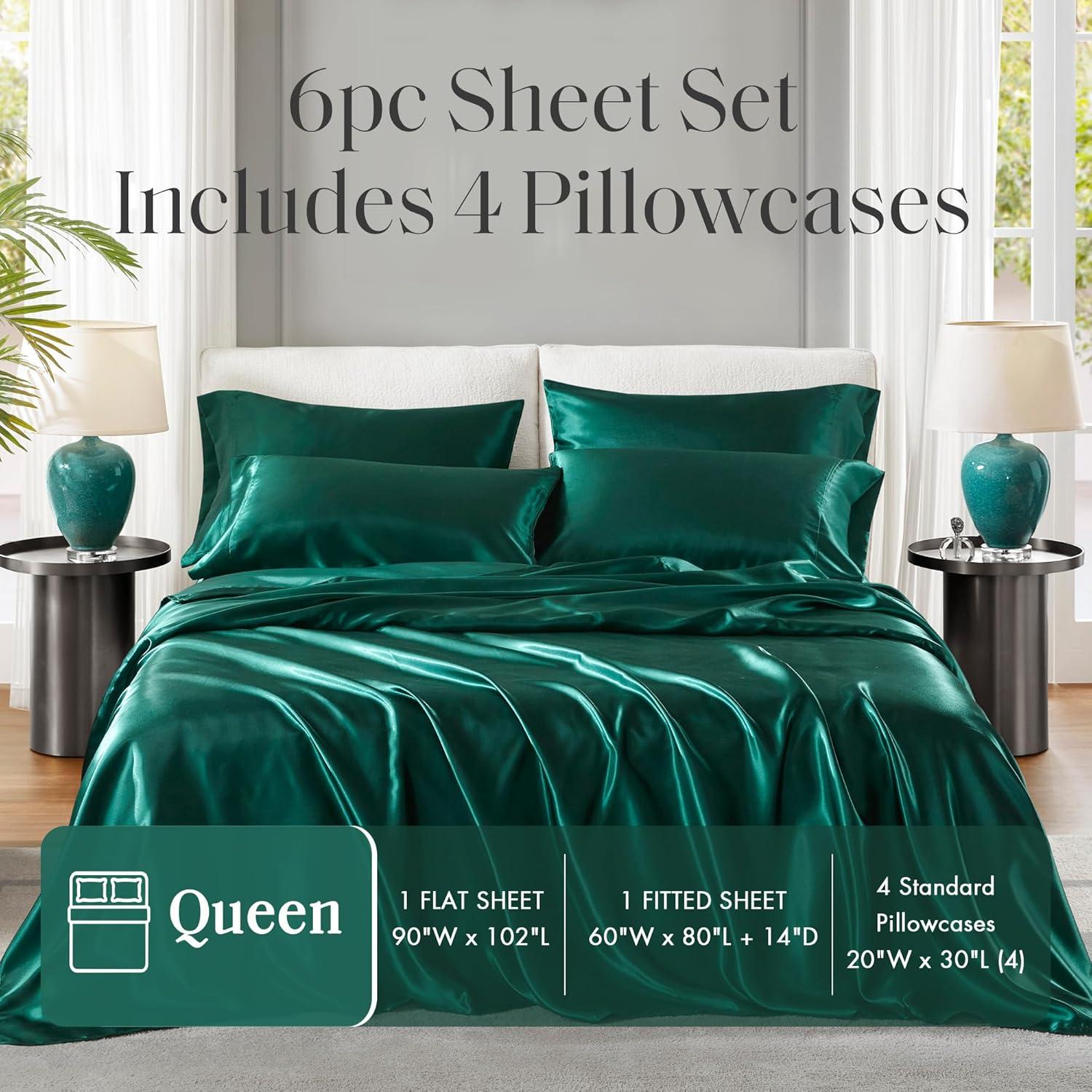imageMadison Park Essentials Queen Free Luxurious 6 Piece Sheet Set MPE20769Emerald Green