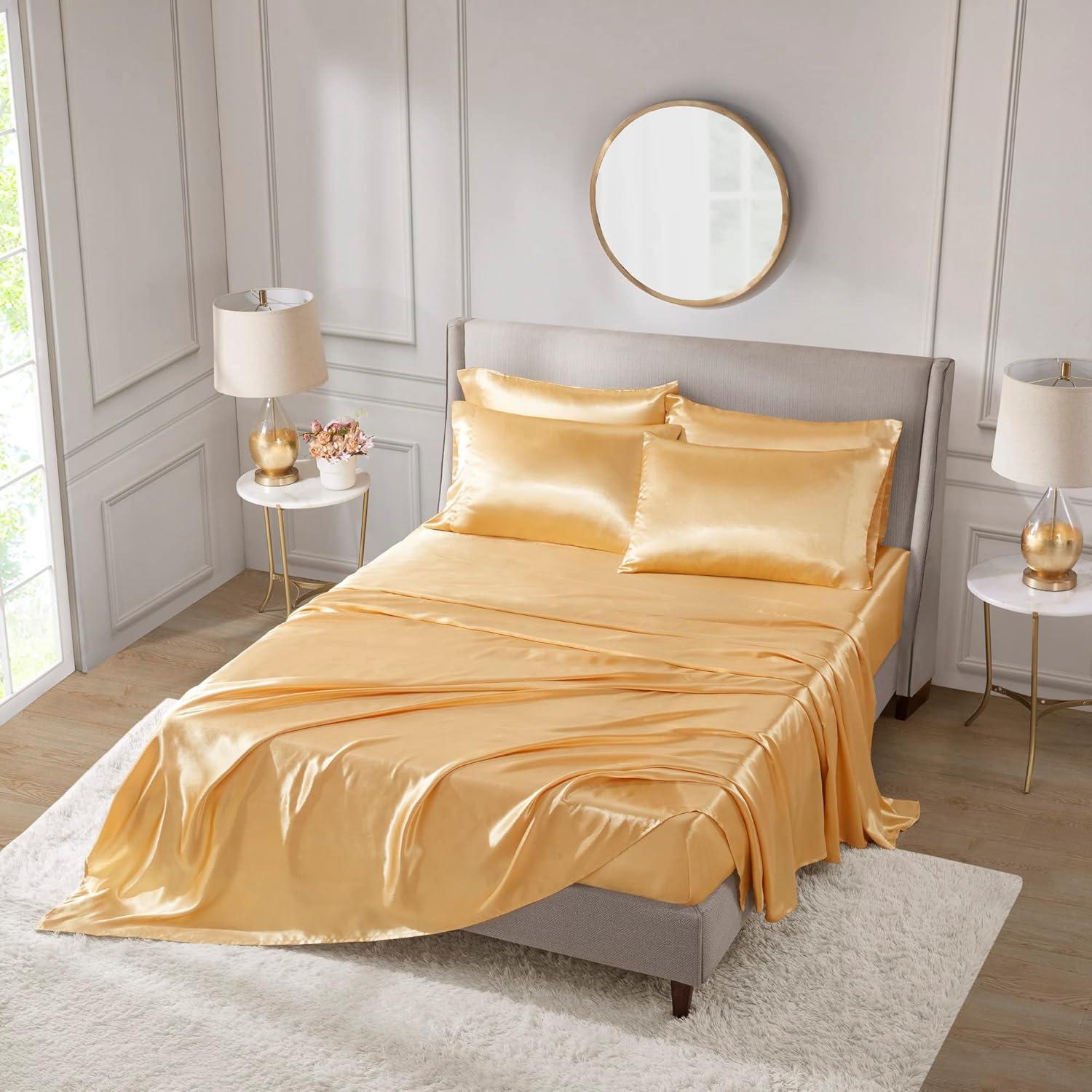 imageMadison Park Essentials Queen Free Luxurious 6 Piece Sheet Set MPE20769Gold