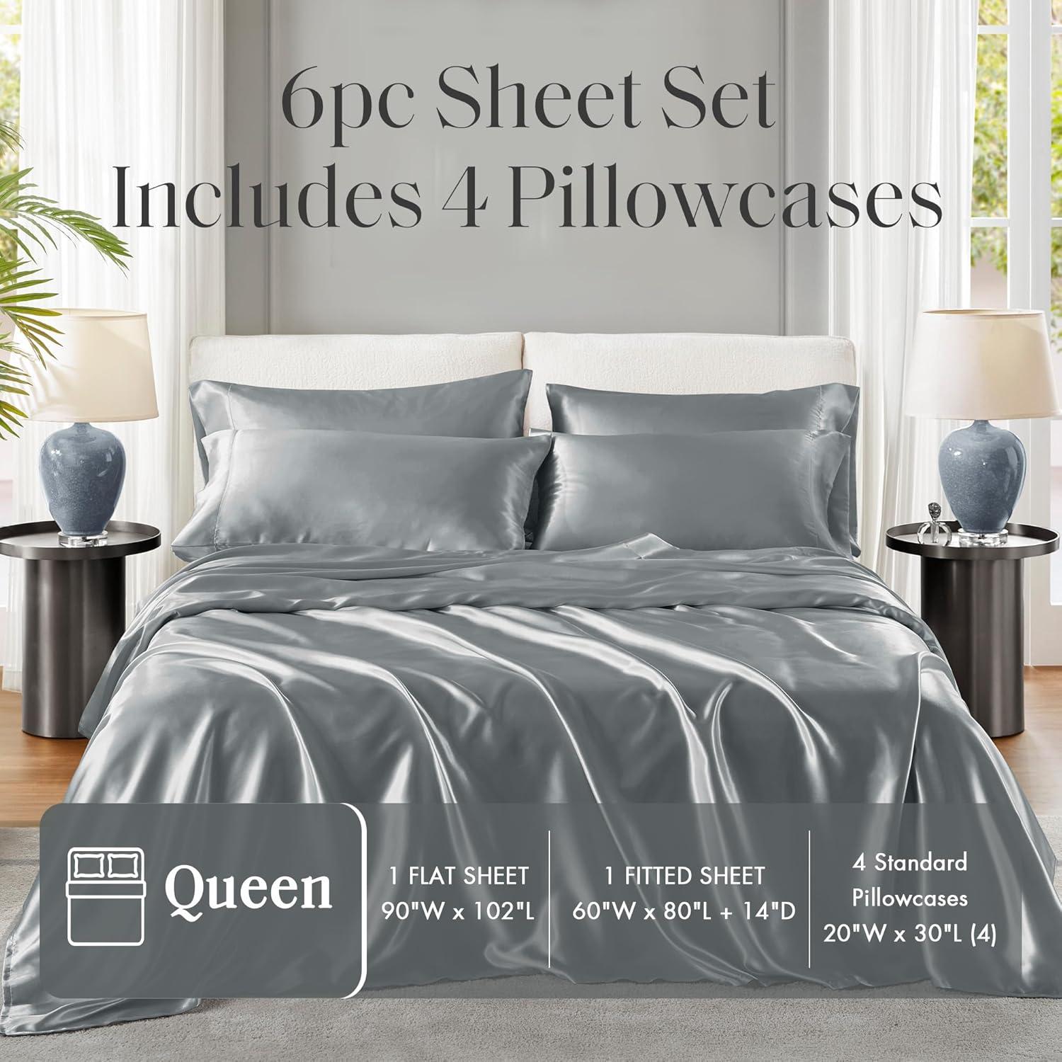 imageMadison Park Essentials Queen Free Luxurious 6 Piece Sheet Set MPE20769Grey