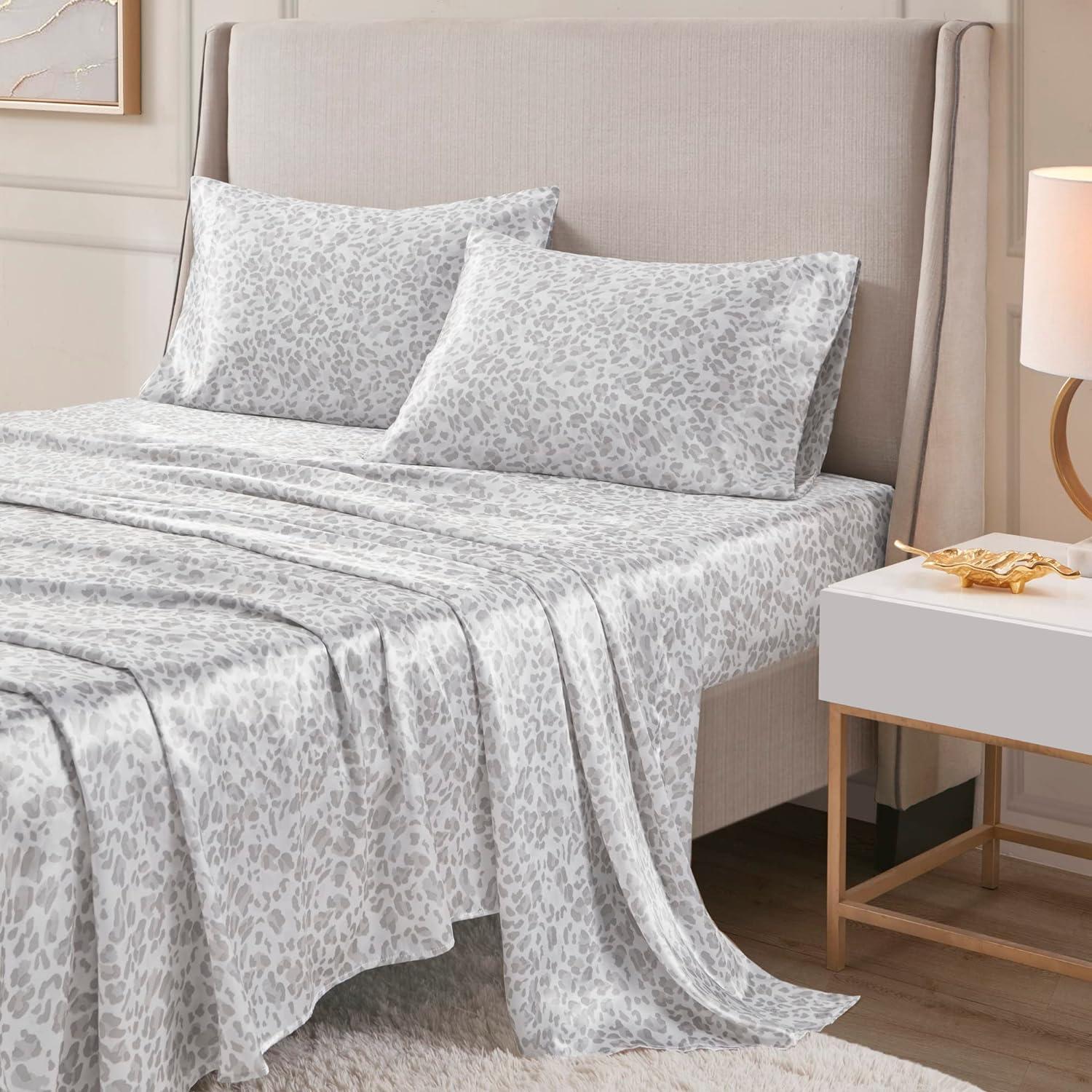 imageMadison Park Essentials Queen Free Luxurious 6 Piece Sheet Set MPE20769Grey Leopard