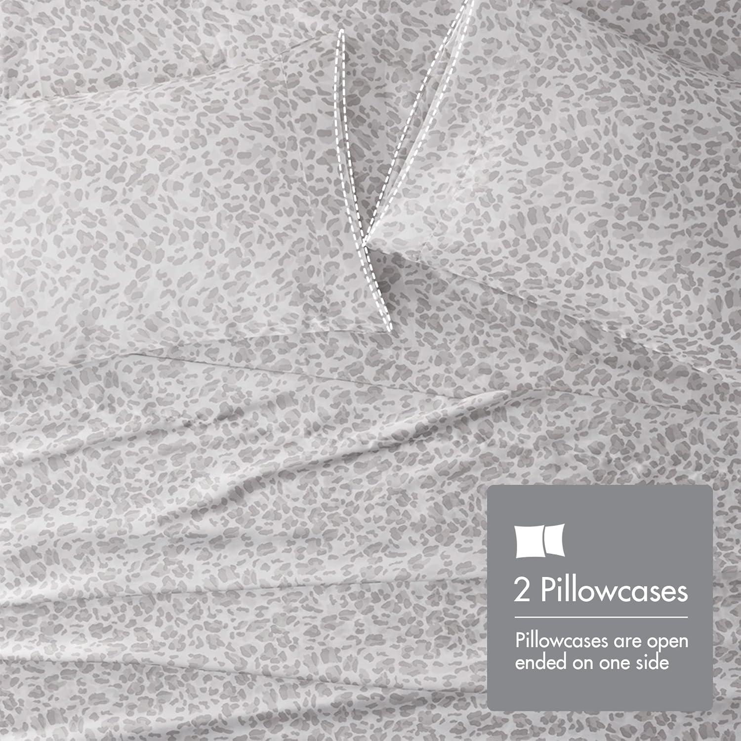 imageMadison Park Essentials Queen Free Luxurious 6 Piece Sheet Set MPE20769Grey Leopard