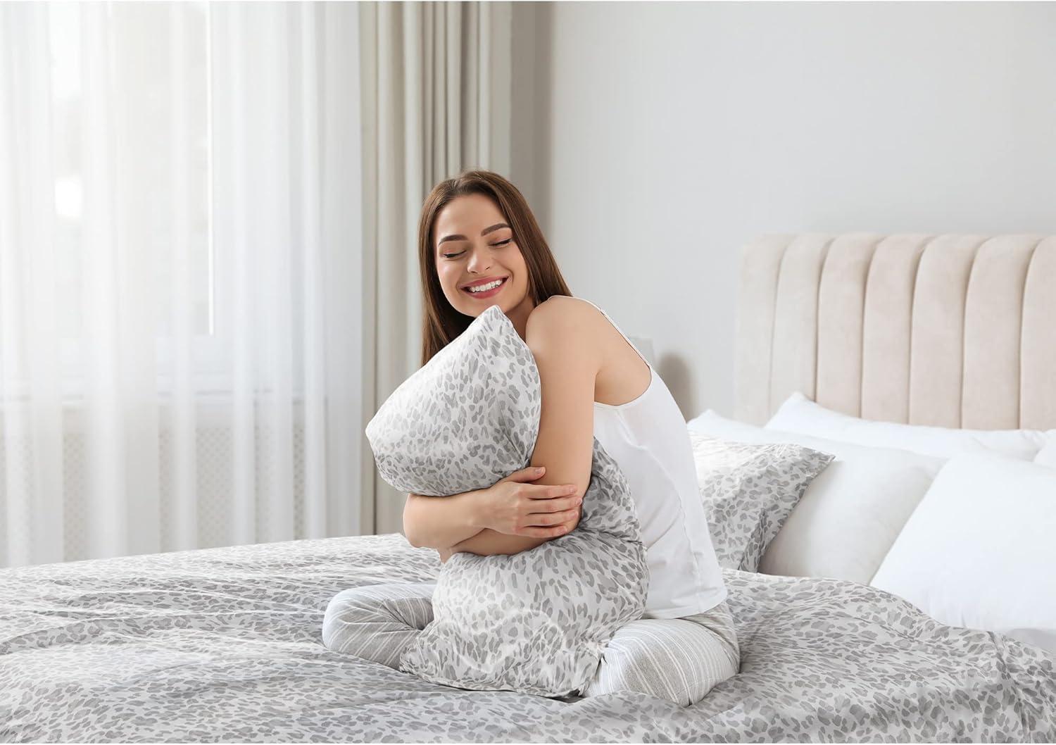 imageMadison Park Essentials Queen Free Luxurious 6 Piece Sheet Set MPE20769Grey Leopard