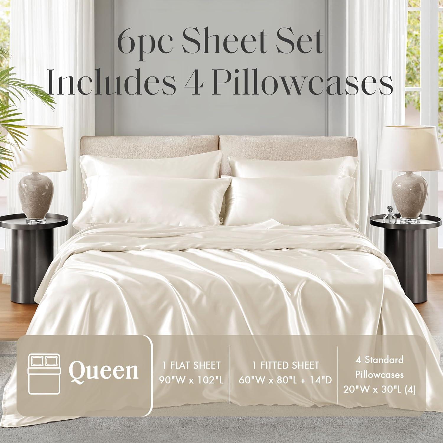 imageMadison Park Essentials Queen Free Luxurious 6 Piece Sheet Set MPE20769Ivory