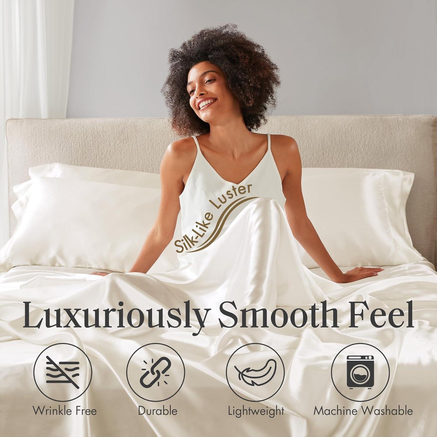 imageMadison Park Essentials Queen Free Luxurious 6 Piece Sheet Set MPE20769Ivory