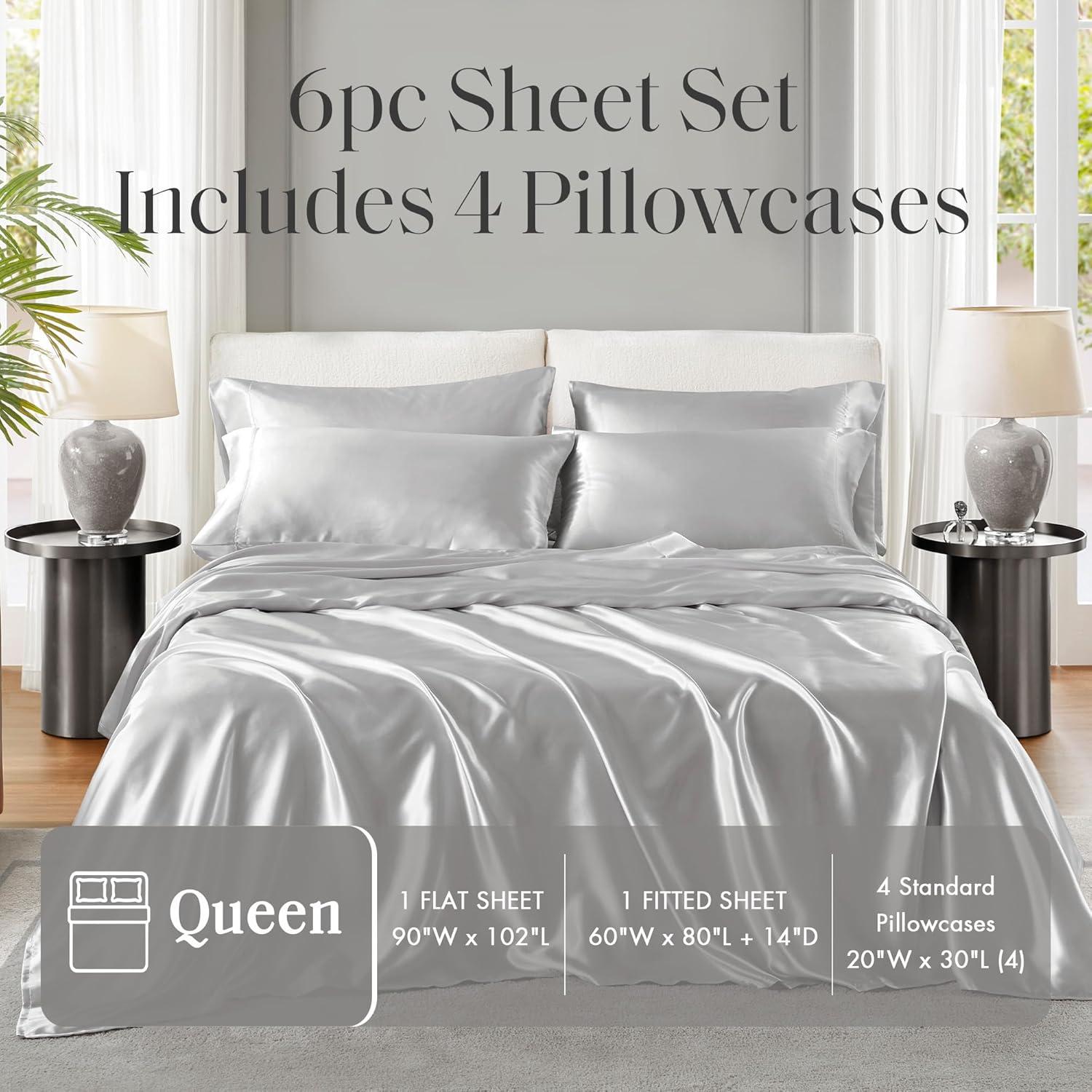 imageMadison Park Essentials Queen Free Luxurious 6 Piece Sheet Set MPE20769Light Grey