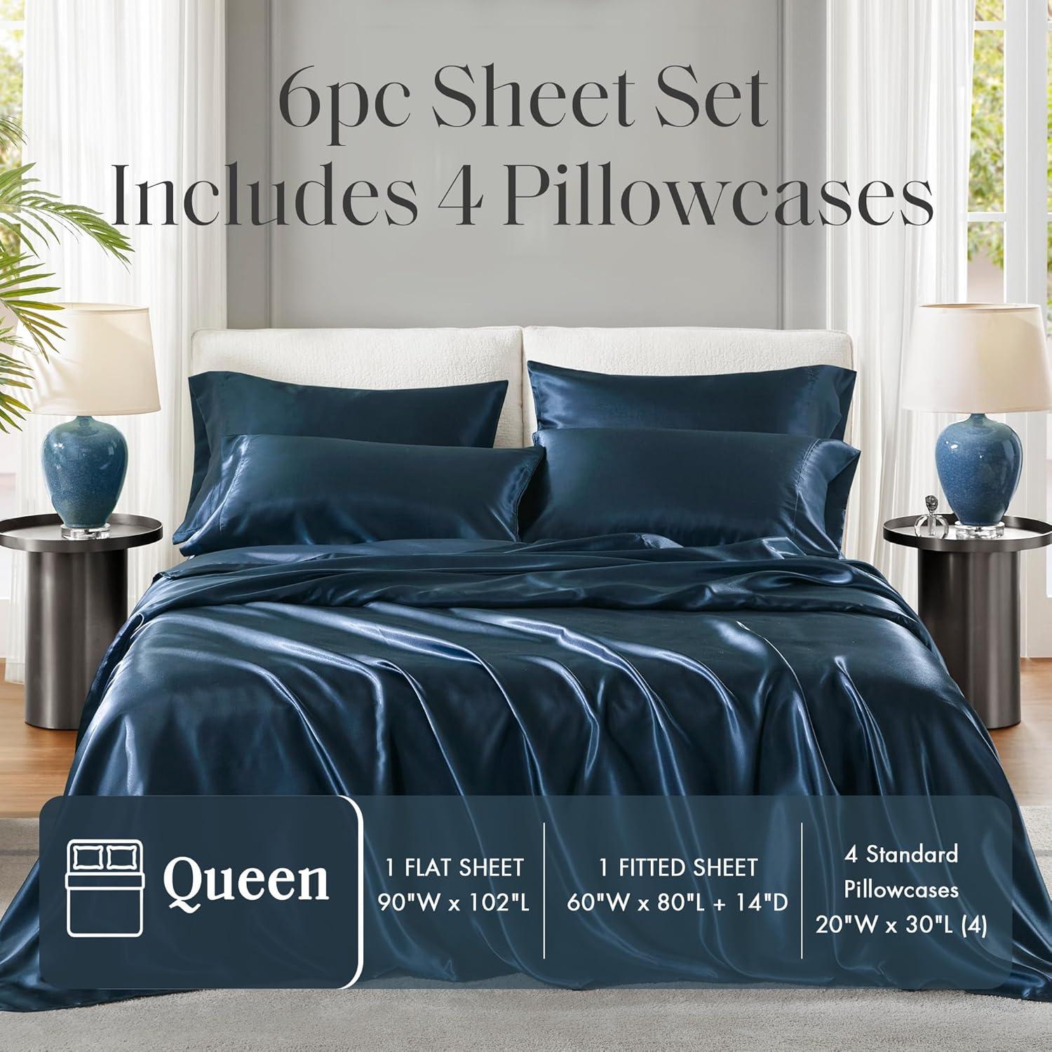 imageMadison Park Essentials Queen Free Luxurious 6 Piece Sheet Set MPE20769Midnight Blue