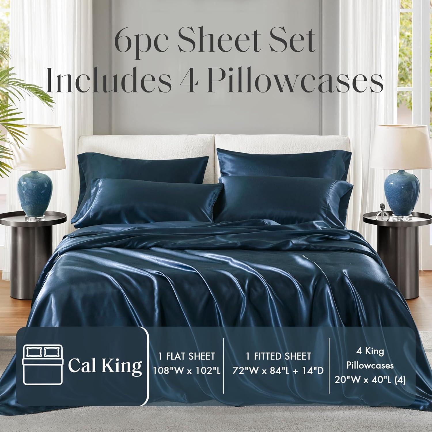 imageMadison Park Essentials Queen Free Luxurious 6 Piece Sheet Set MPE20769Midnight Blue