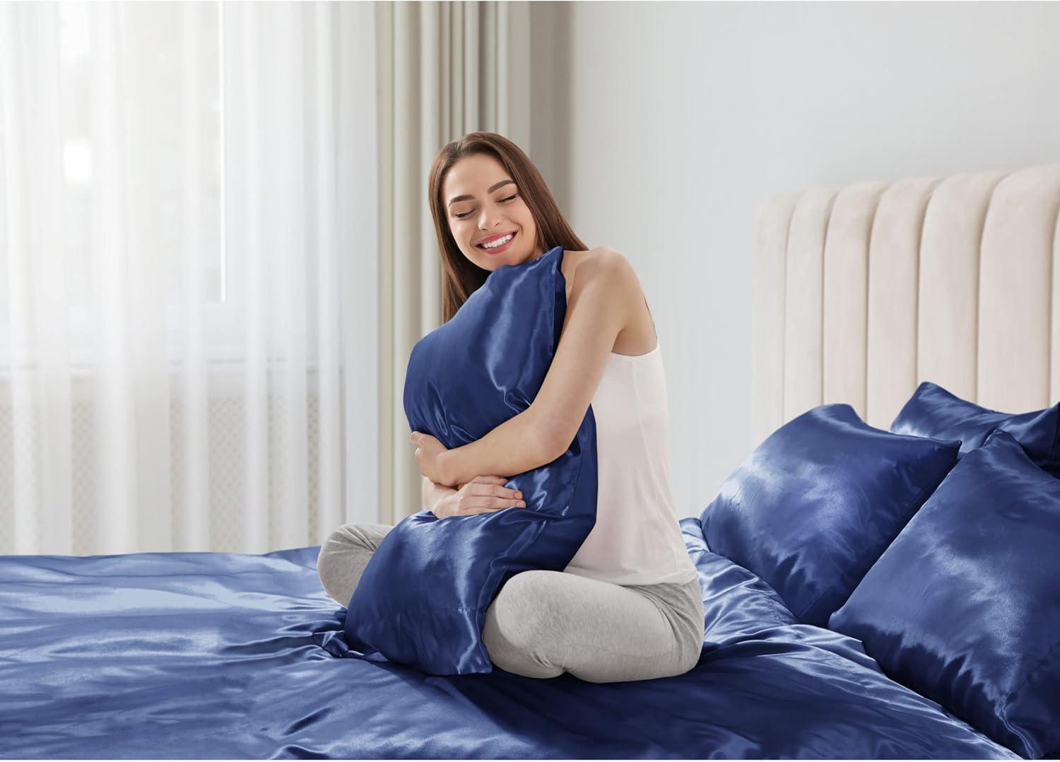 imageMadison Park Essentials Queen Free Luxurious 6 Piece Sheet Set MPE20769Navy