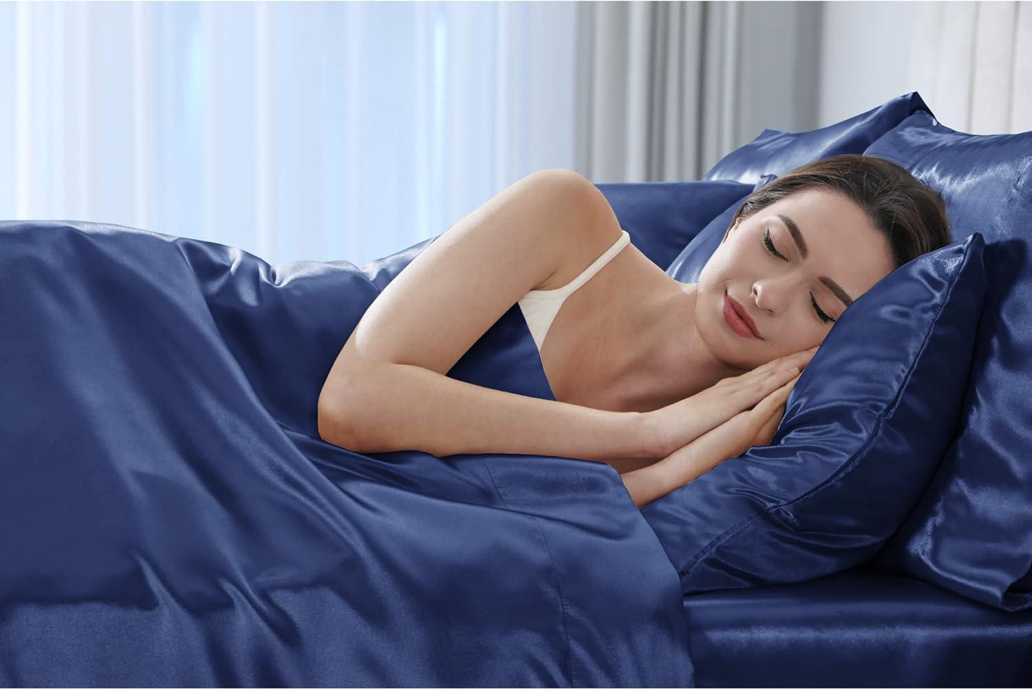 imageMadison Park Essentials Queen Free Luxurious 6 Piece Sheet Set MPE20769Navy