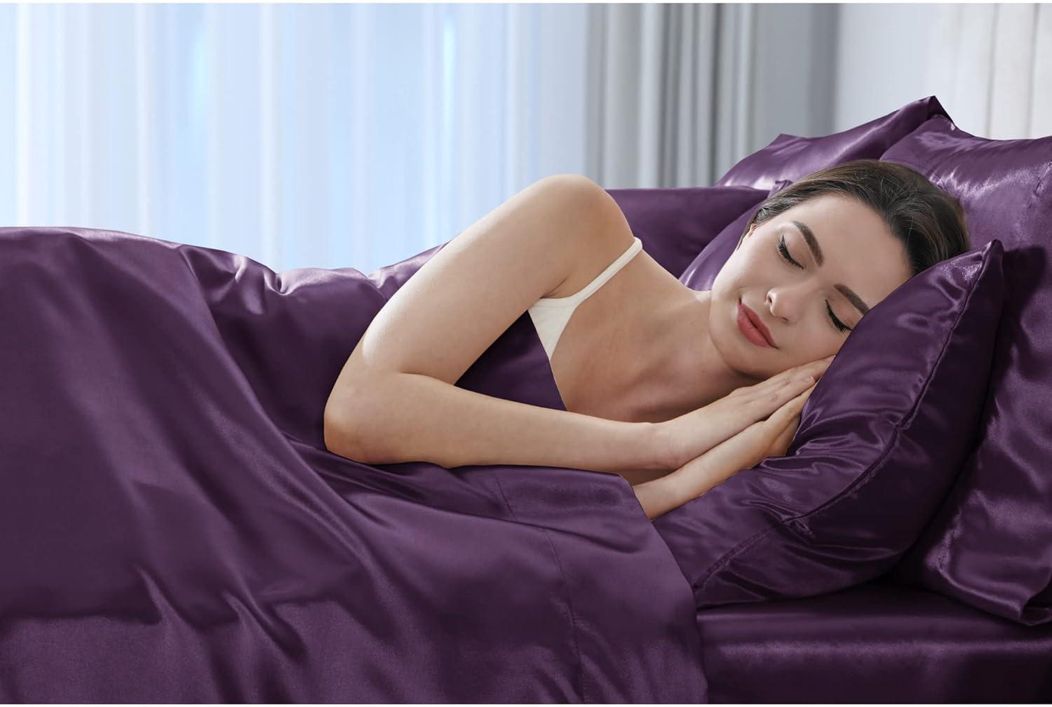 imageMadison Park Essentials Queen Free Luxurious 6 Piece Sheet Set MPE20769Purple
