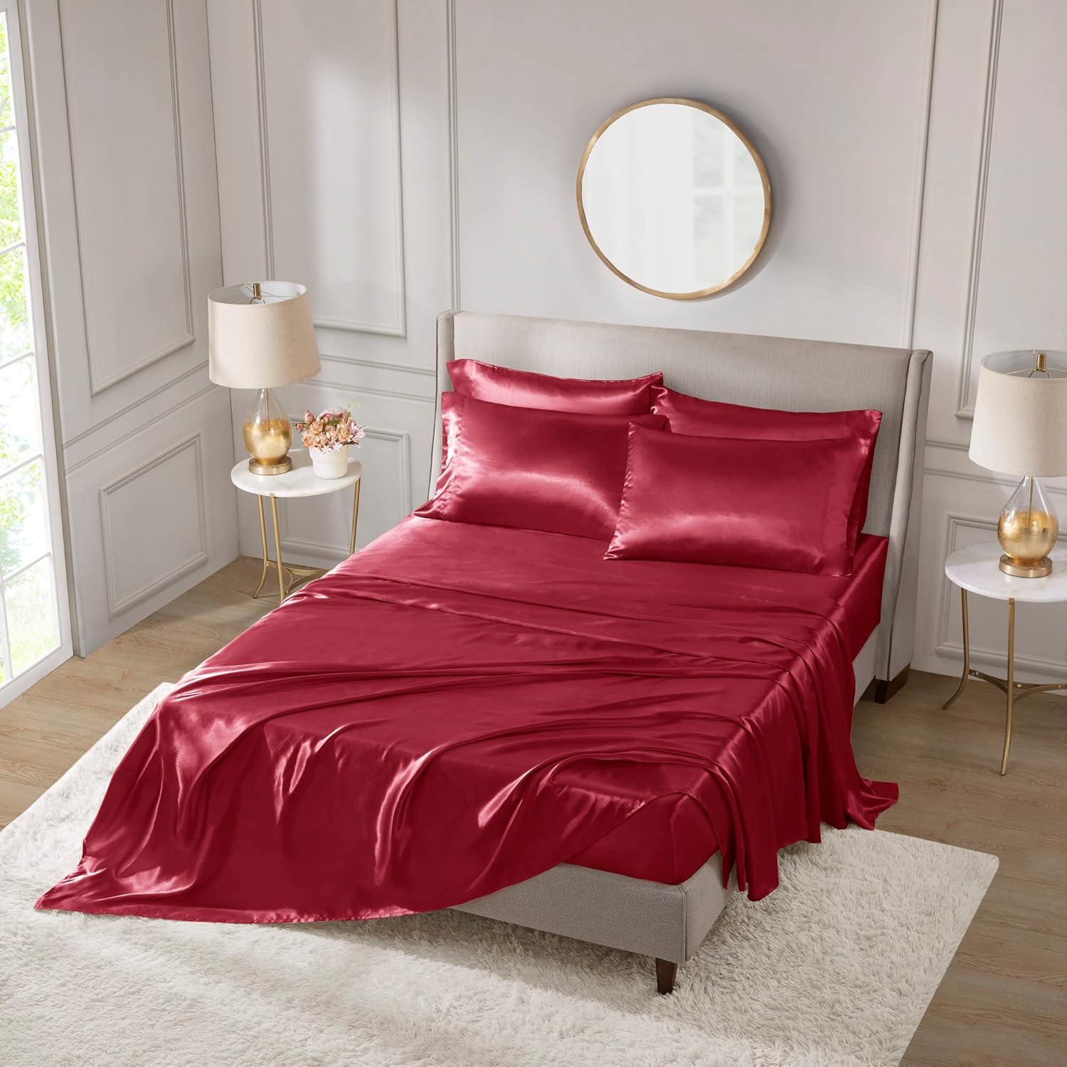 imageMadison Park Essentials Queen Free Luxurious 6 Piece Sheet Set MPE20769Red