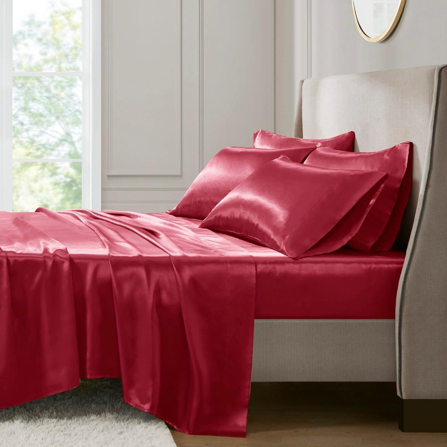 imageMadison Park Essentials Queen Free Luxurious 6 Piece Sheet Set MPE20769Red
