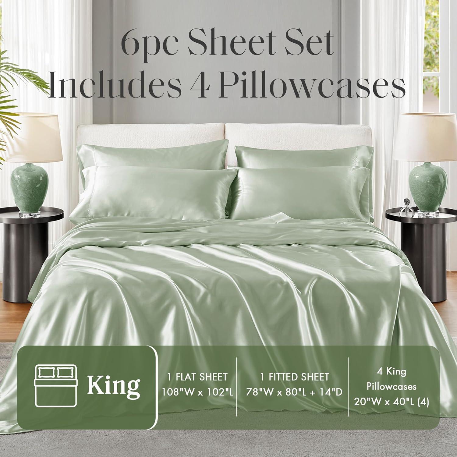 imageMadison Park Essentials Queen Free Luxurious 6 Piece Sheet Set MPE20769Sage