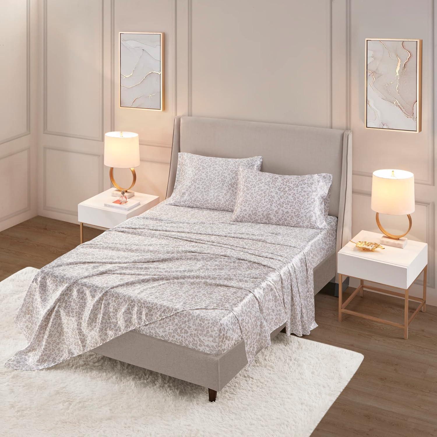 imageMadison Park Essentials Queen Free Luxurious 6 Piece Sheet Set MPE20769Taupe Leopard