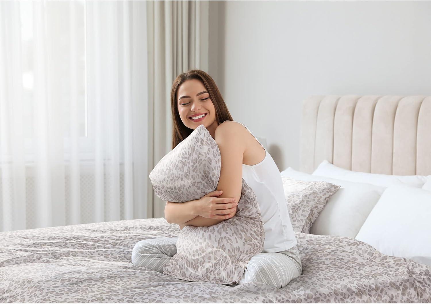 imageMadison Park Essentials Queen Free Luxurious 6 Piece Sheet Set MPE20769Taupe Leopard